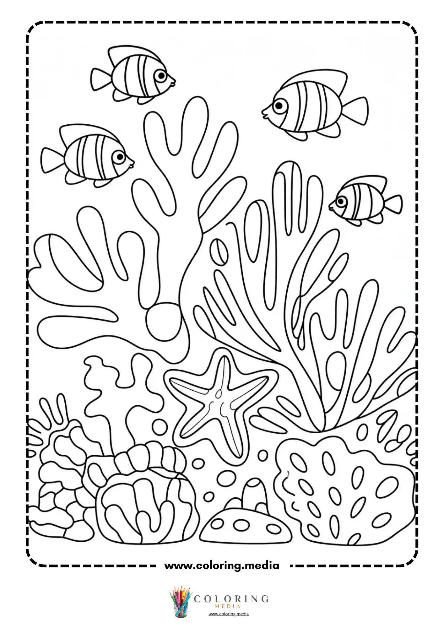 Deep dark ocean with sea creatures