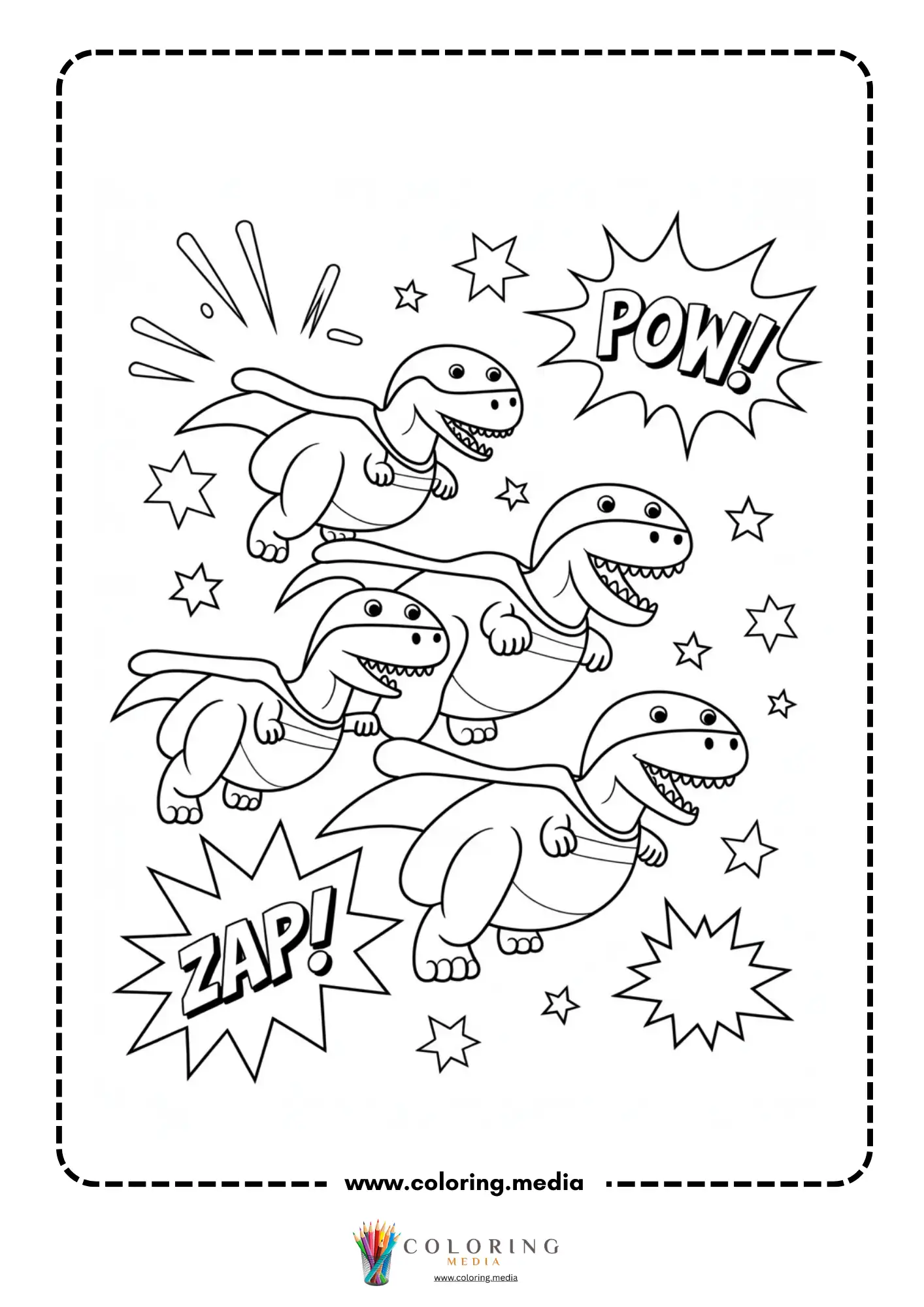 Busy scene with many dinosaurs