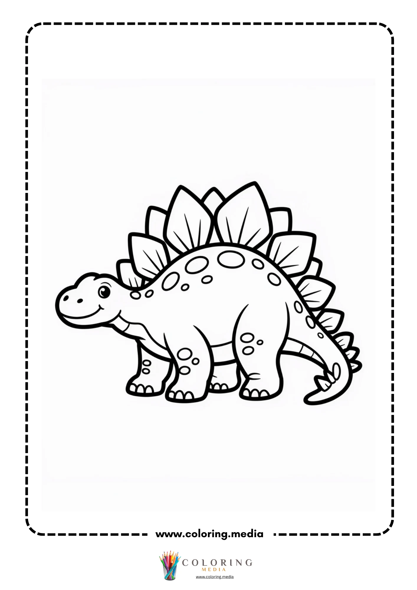 Stegosaurus surrounded by heart shapes