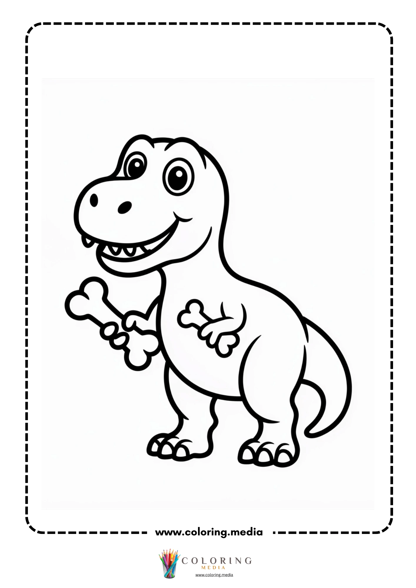 T-rex sitting beside a small puppy