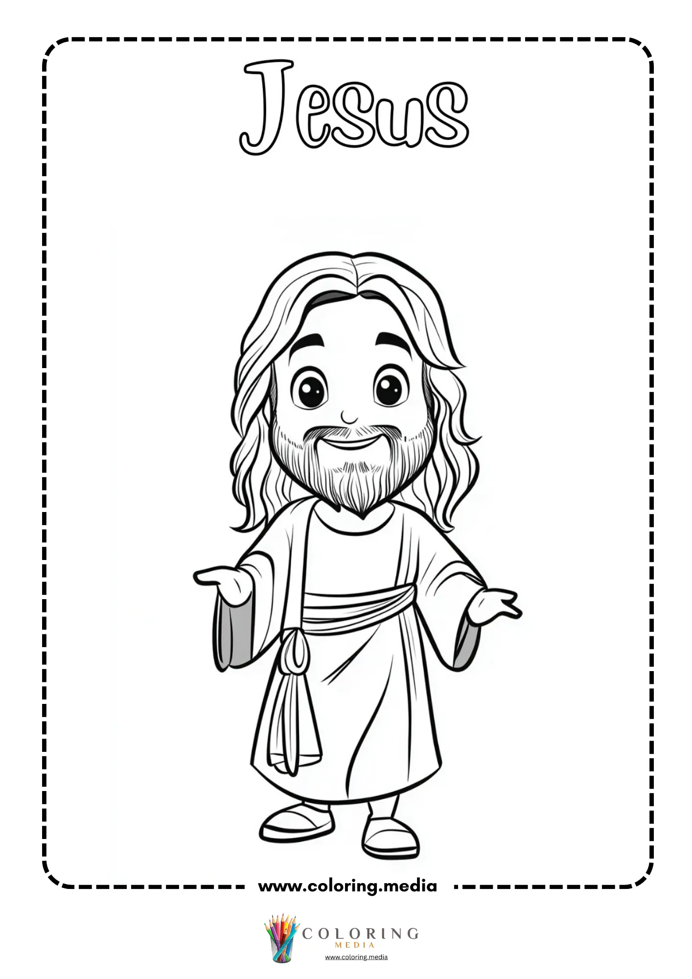 Jesus smiling kawaii figure in white robe