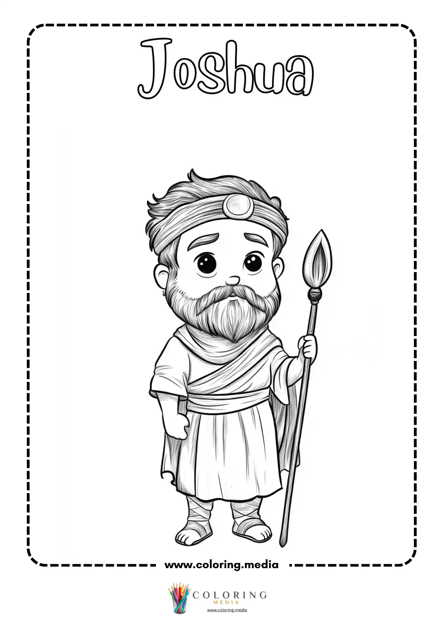 Joshua bearded warrior with headband and spear