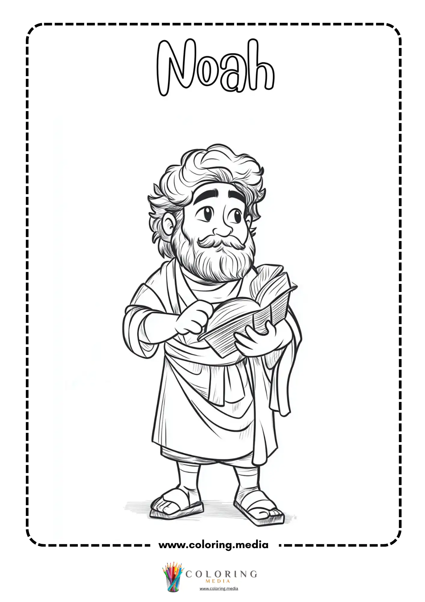 Noah bearded man holding wooden planks