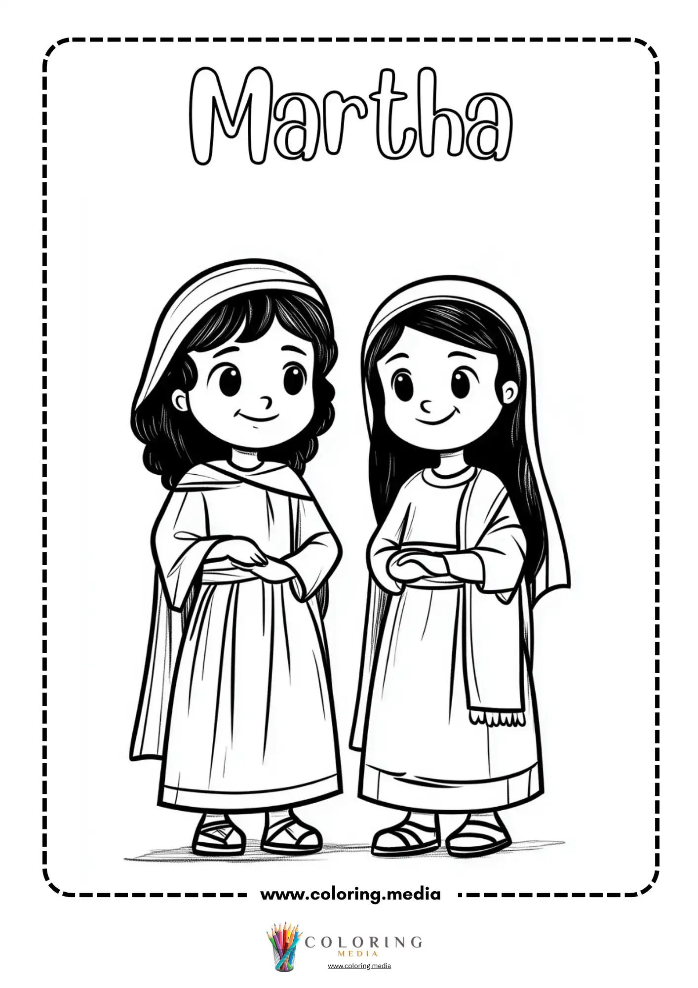 Martha two sisters in robes standing together
