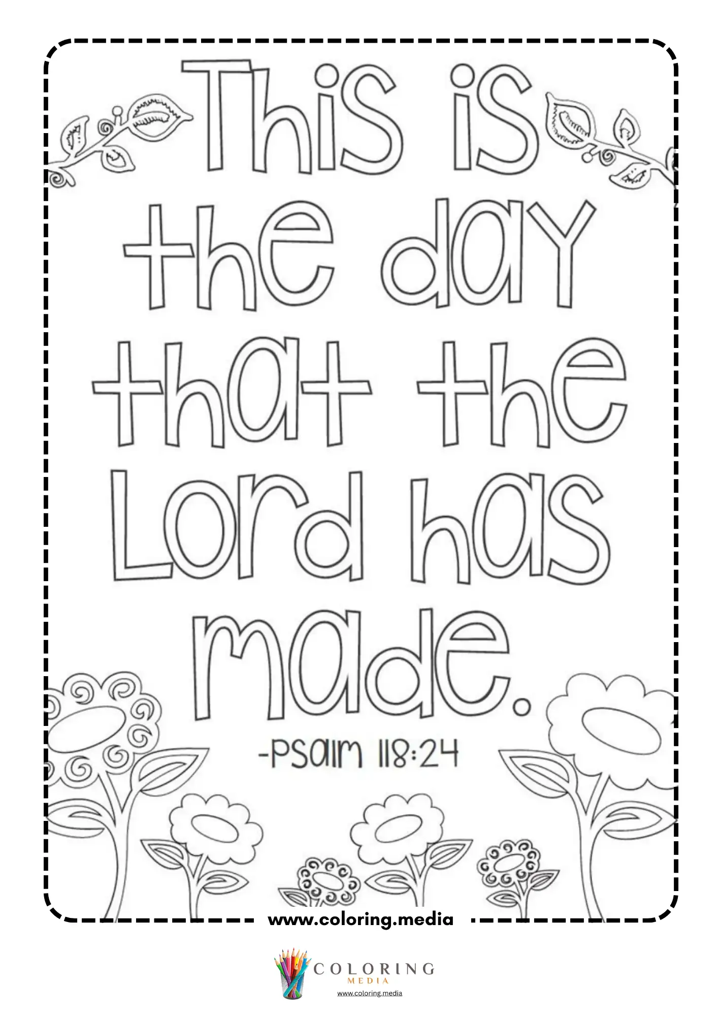 Psalm 118:24 verse with decorative flower border