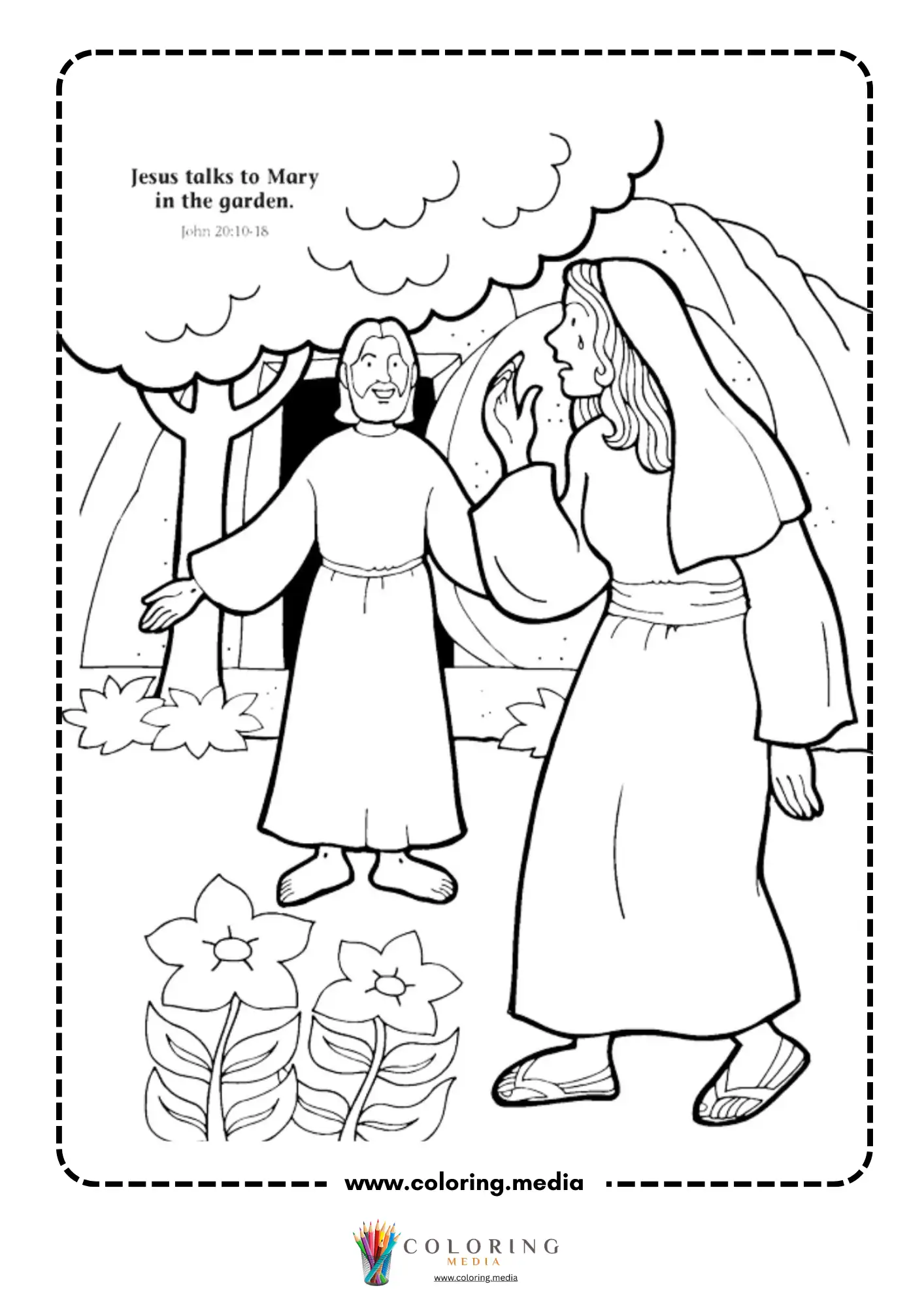Jesus talks to Mary in the garden after resurrection