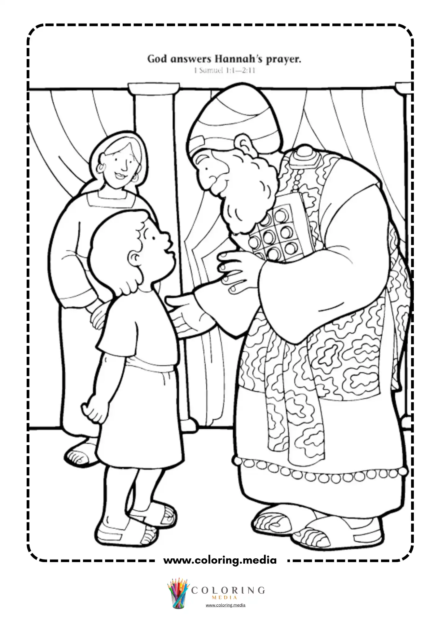 Hannah brings child Samuel to meet the priest Eli
