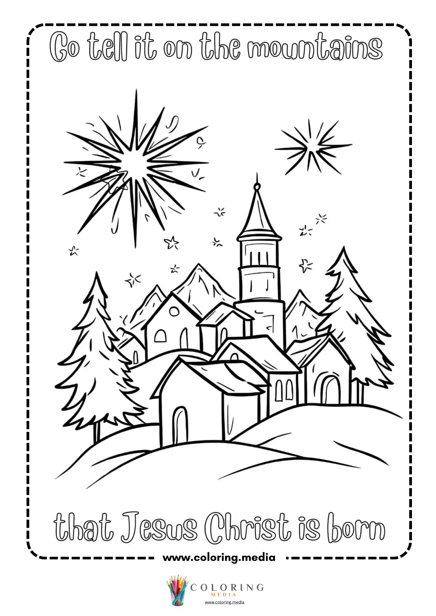 Star of Bethlehem shining over manger