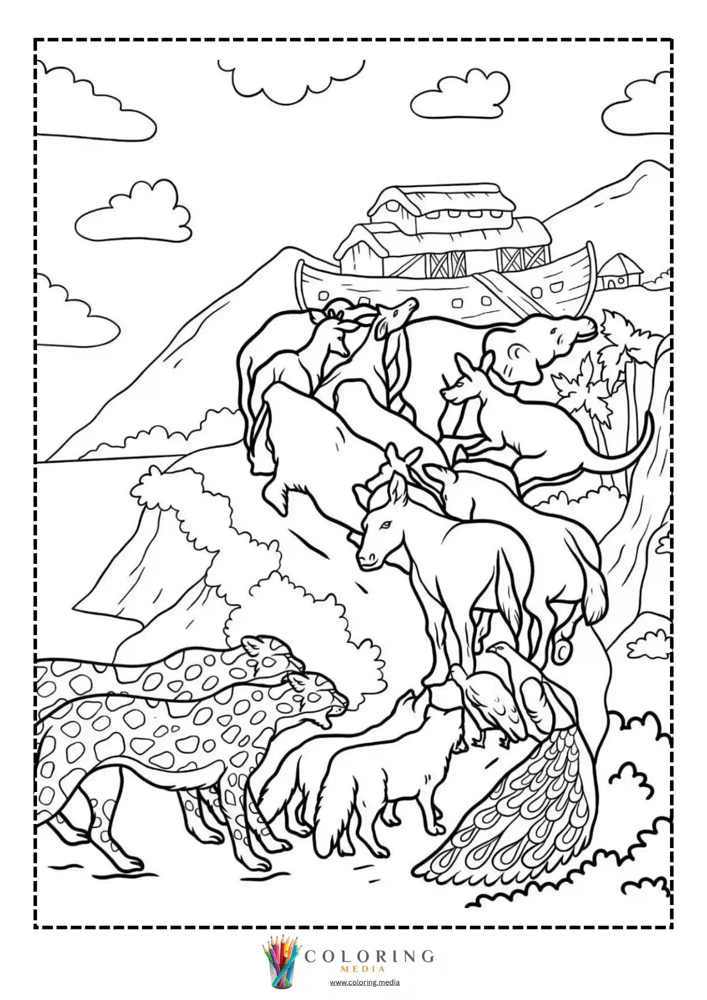Noah raising his staff to part the sea