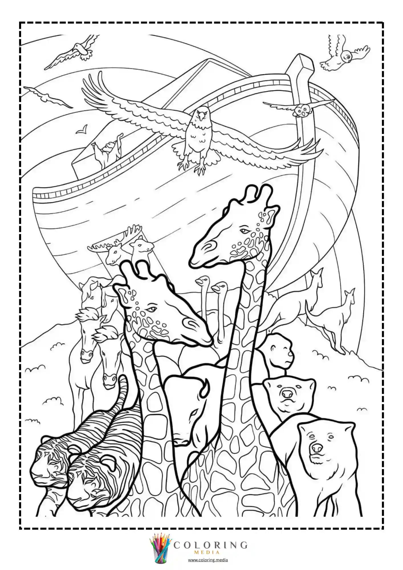 Animals settled on the completed ark