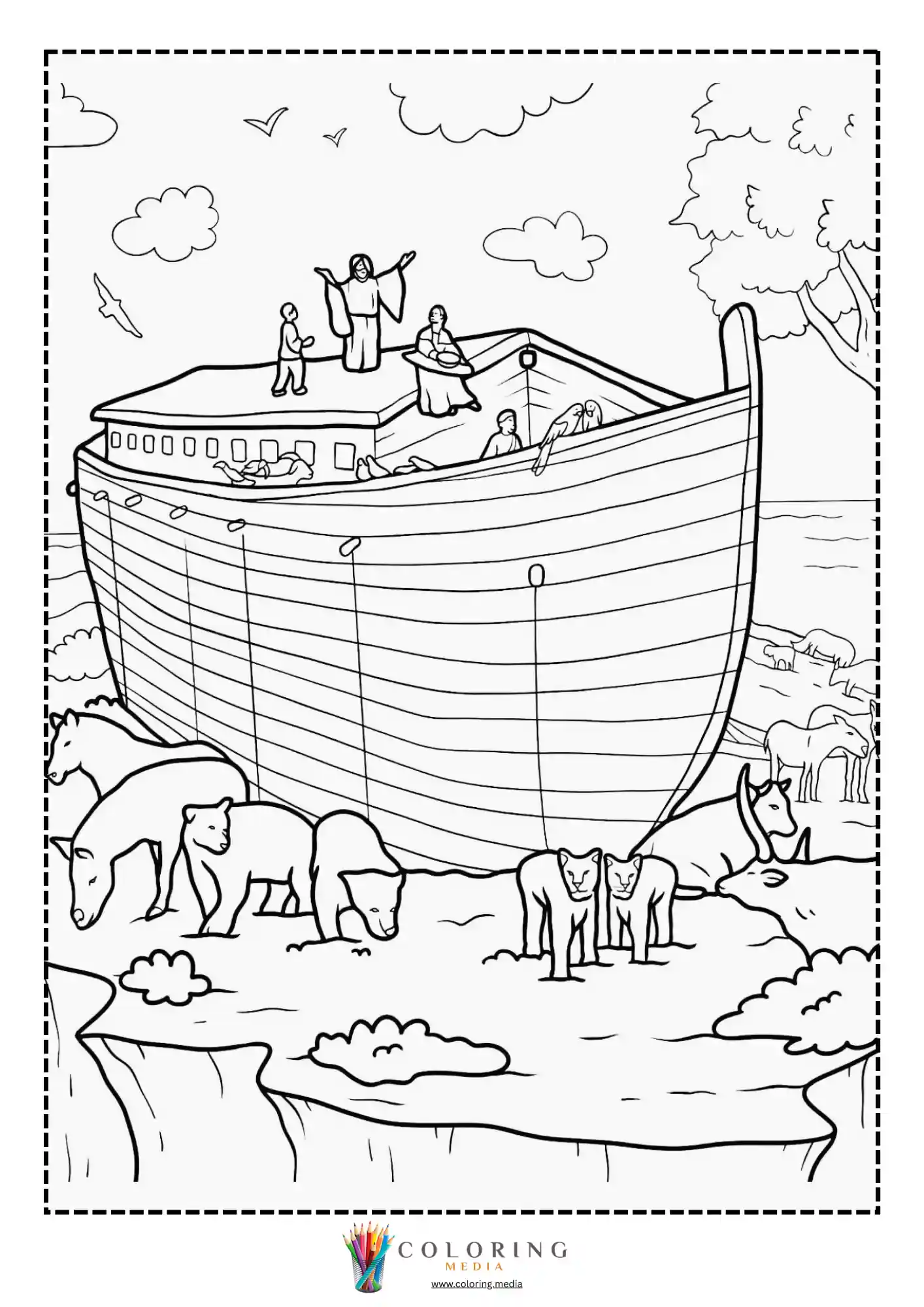 Large ark sailing on the open ocean