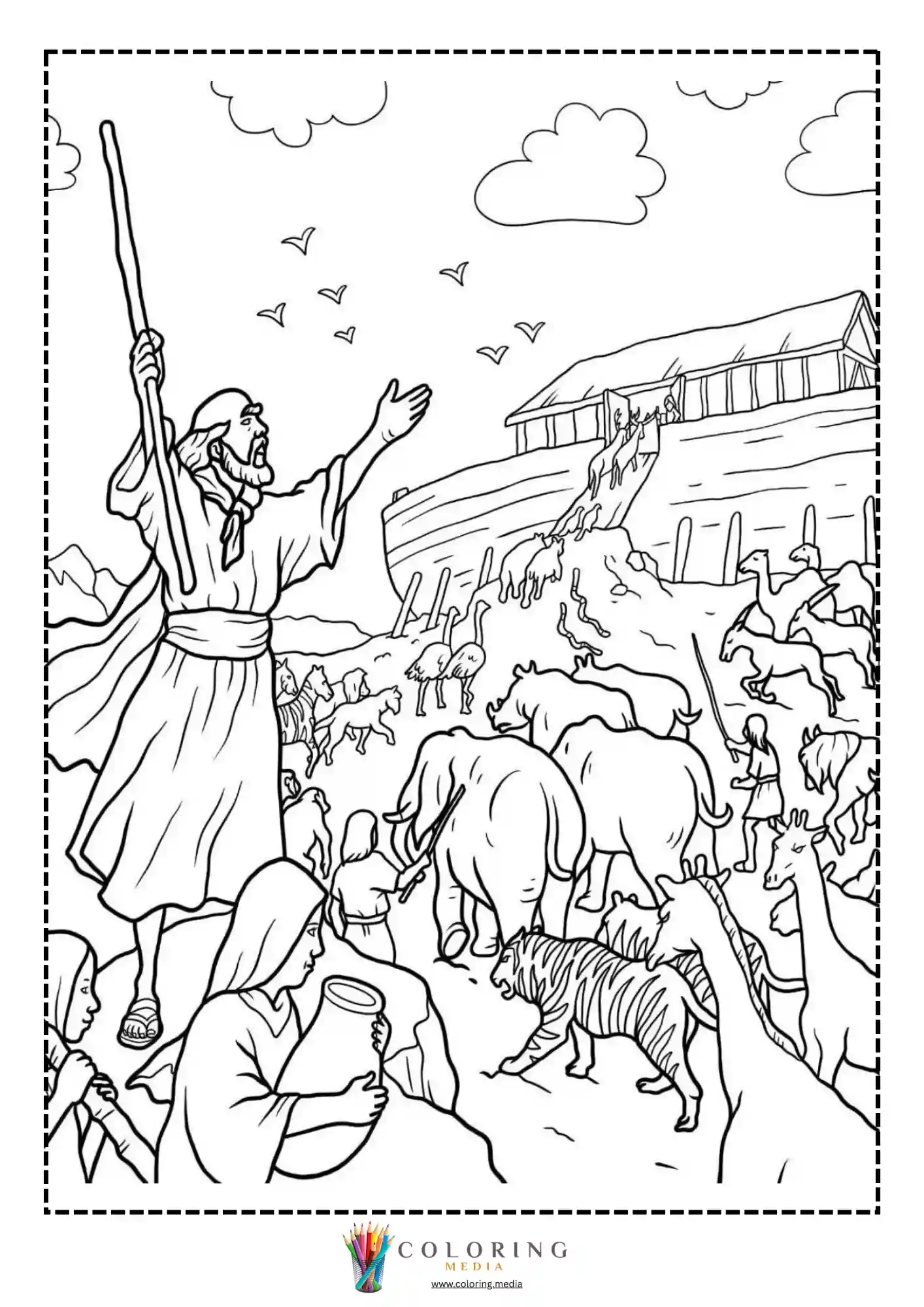 Noah standing alone with his staff