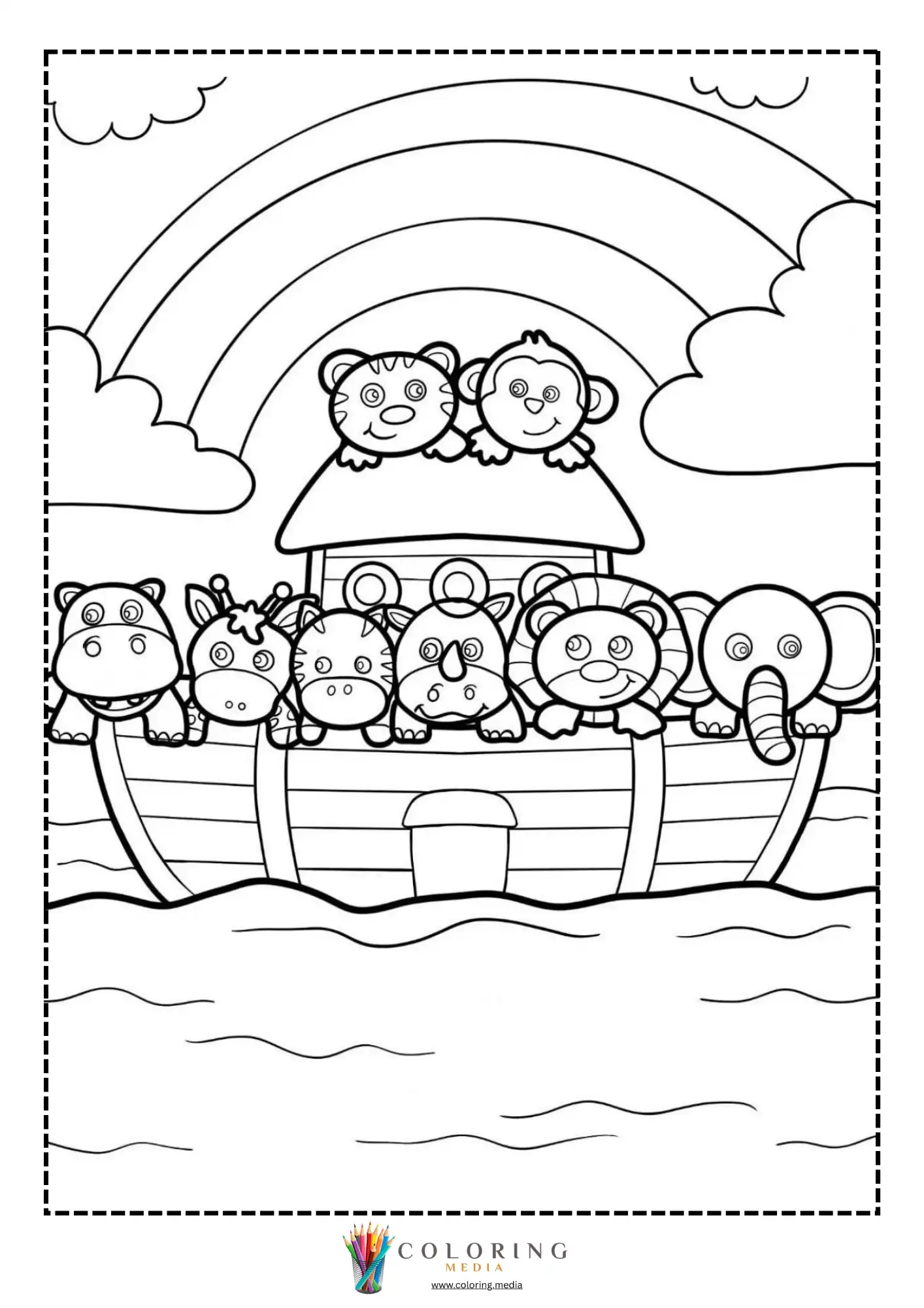 Ark on rough stormy seas with stars