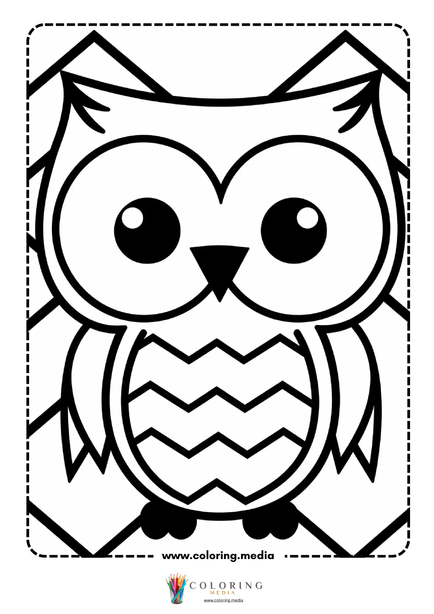 Bold geometric owl with zigzag chest pattern