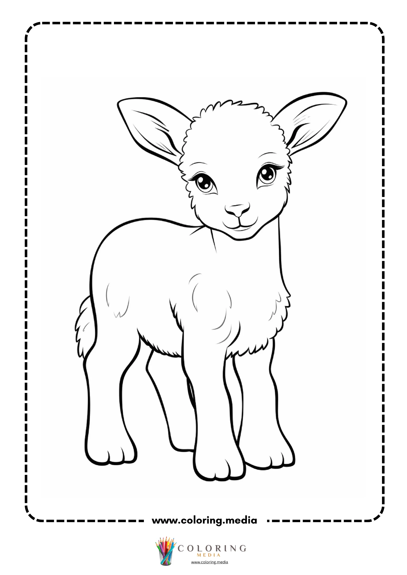 Young lamb standing with fluffy woolly coat