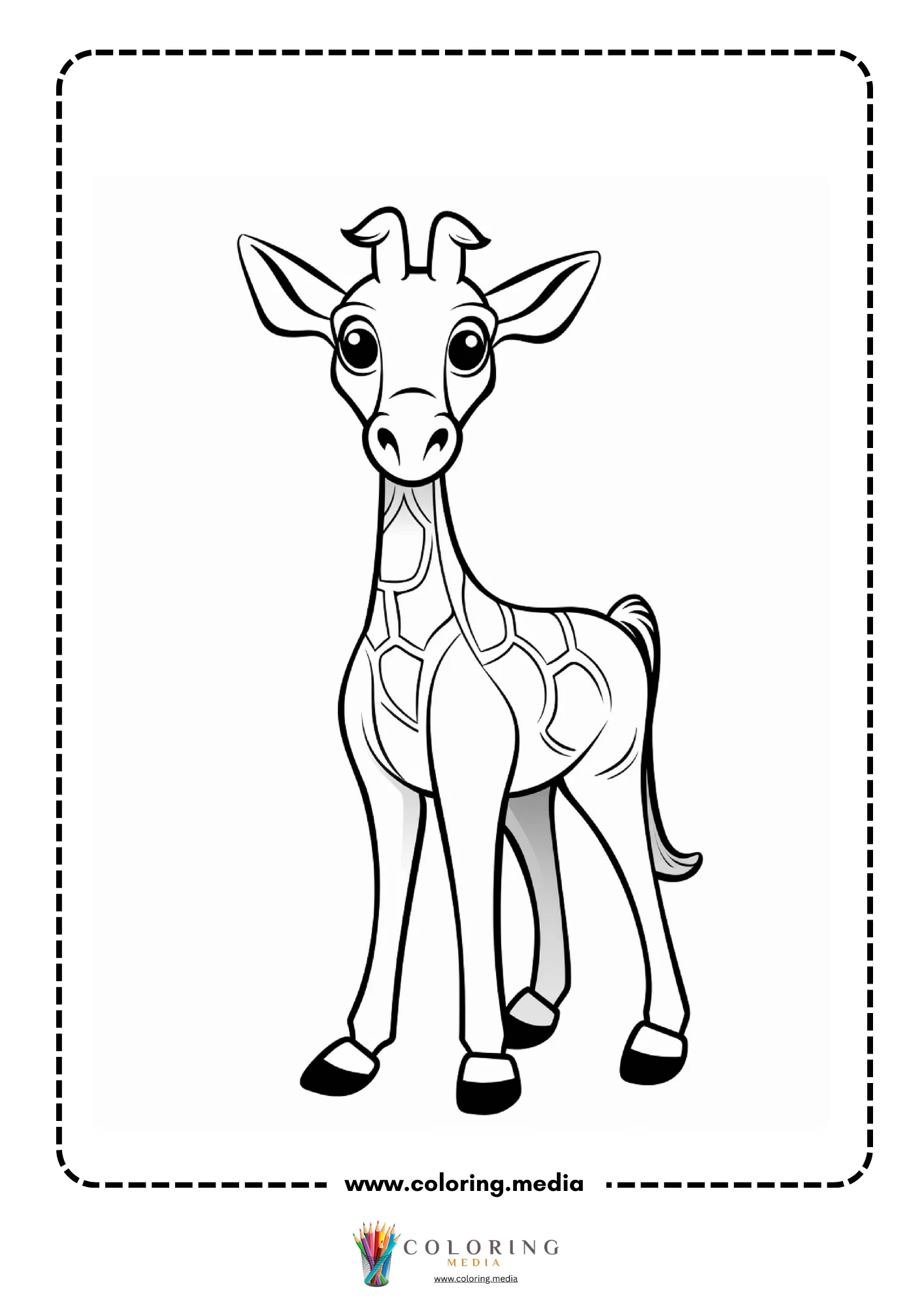 Baby giraffe with spot pattern standing