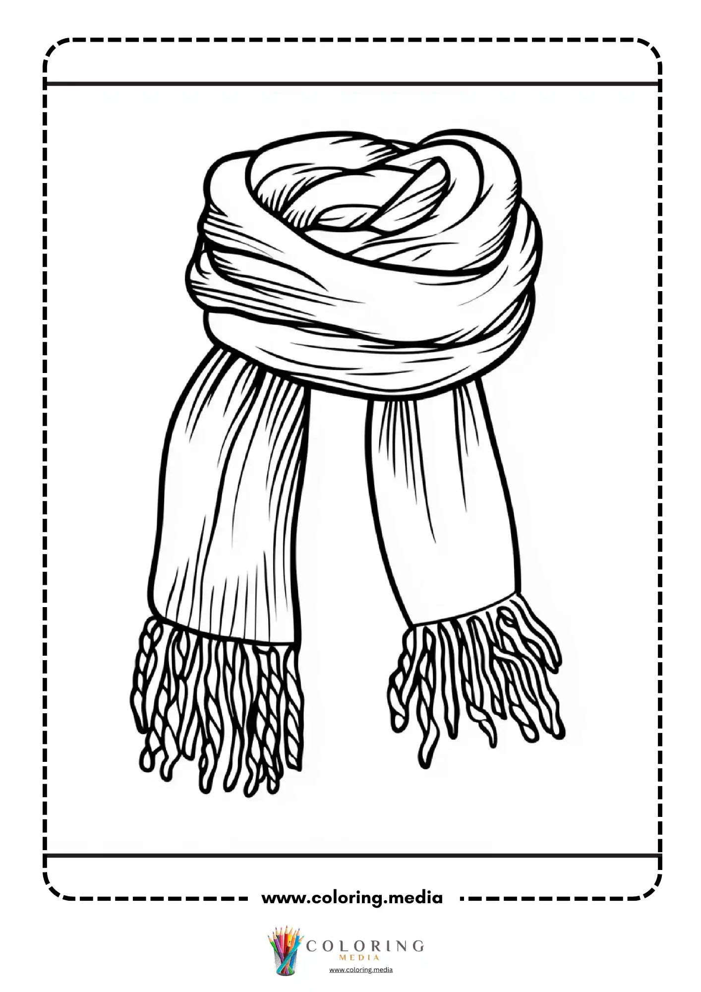 Cozy knitted winter scarf with fringe ends