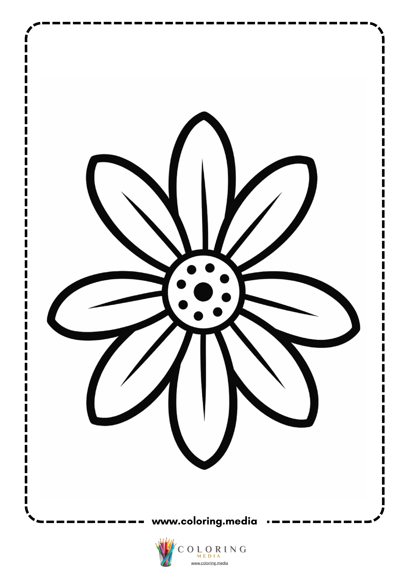 Simple daisy flower head with dotted center no stem