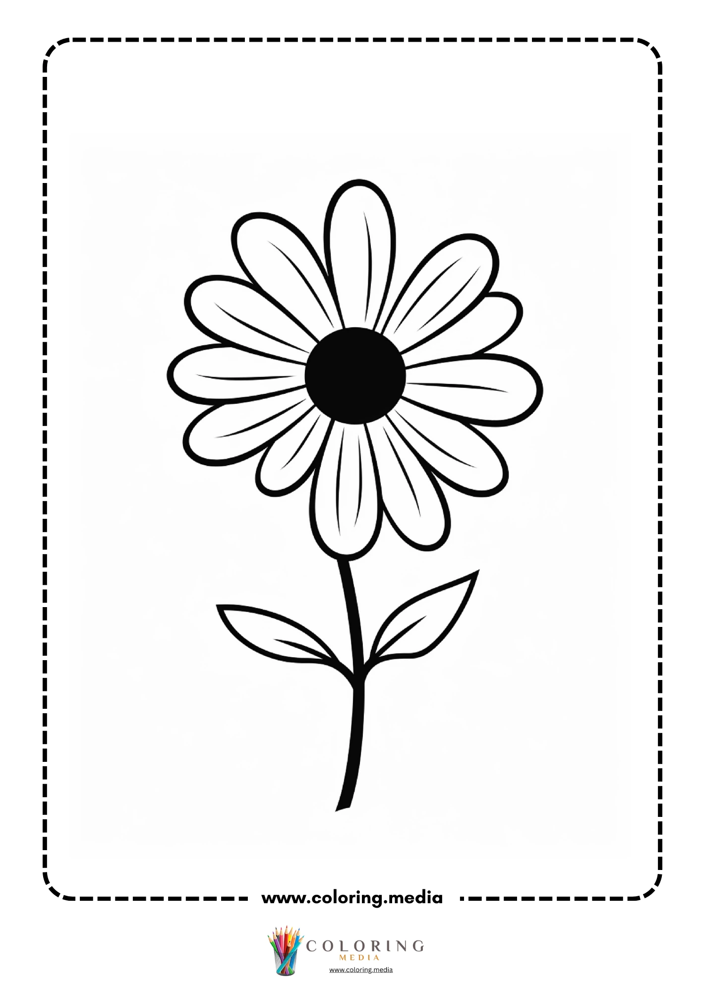 Black-eyed Susan daisy on stem with two leaves
