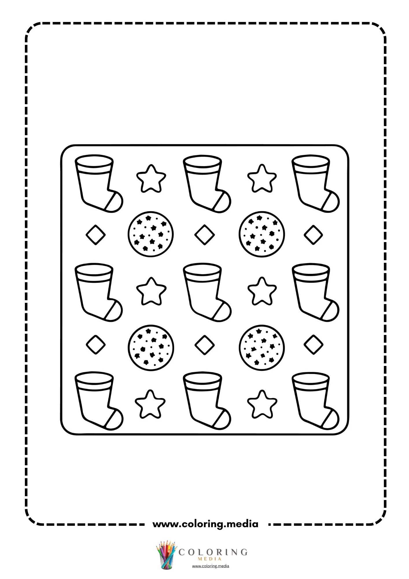 Repeating pattern of socks cookies stars and diamonds