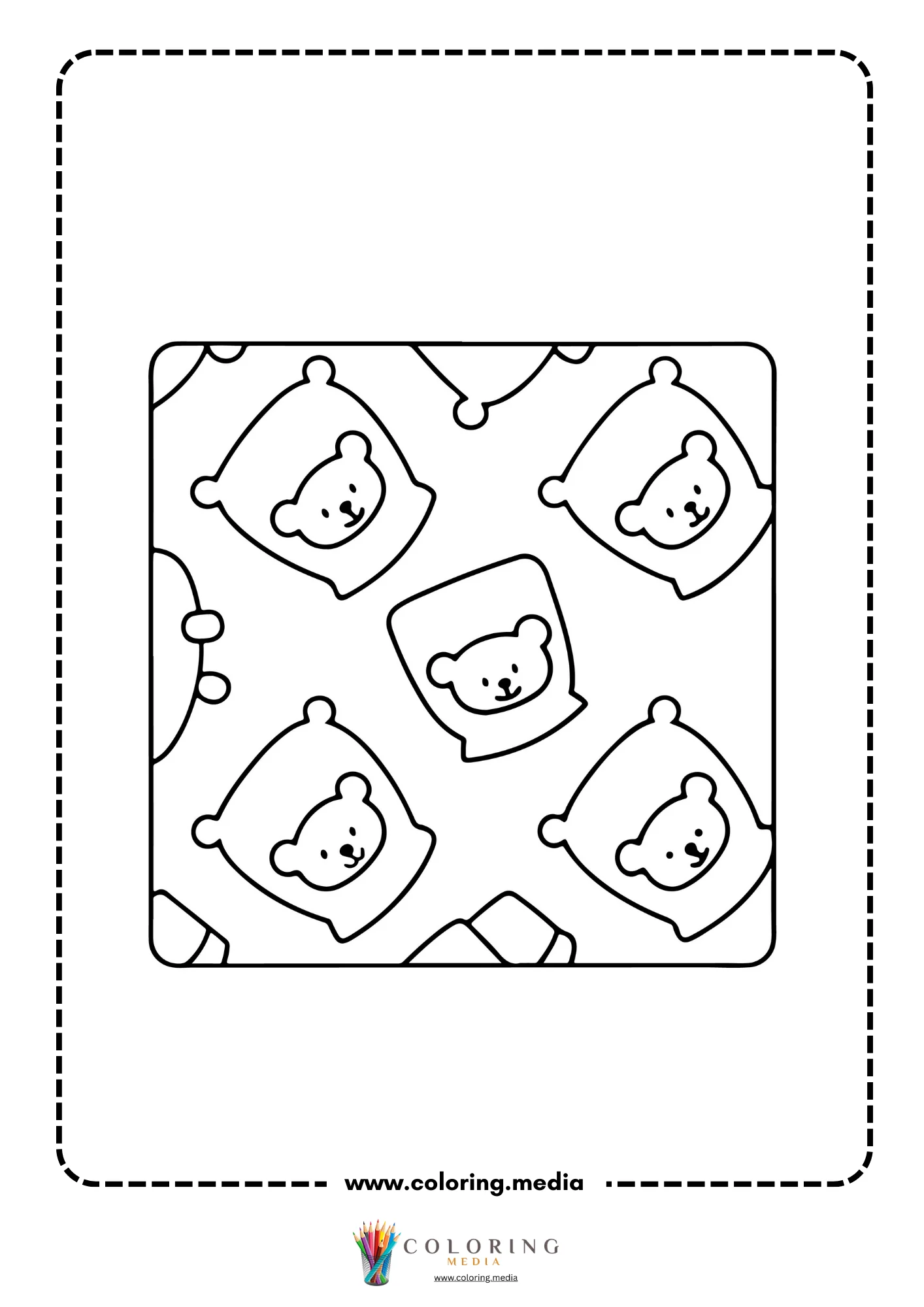 Scattered kawaii bear faces pattern filling a square