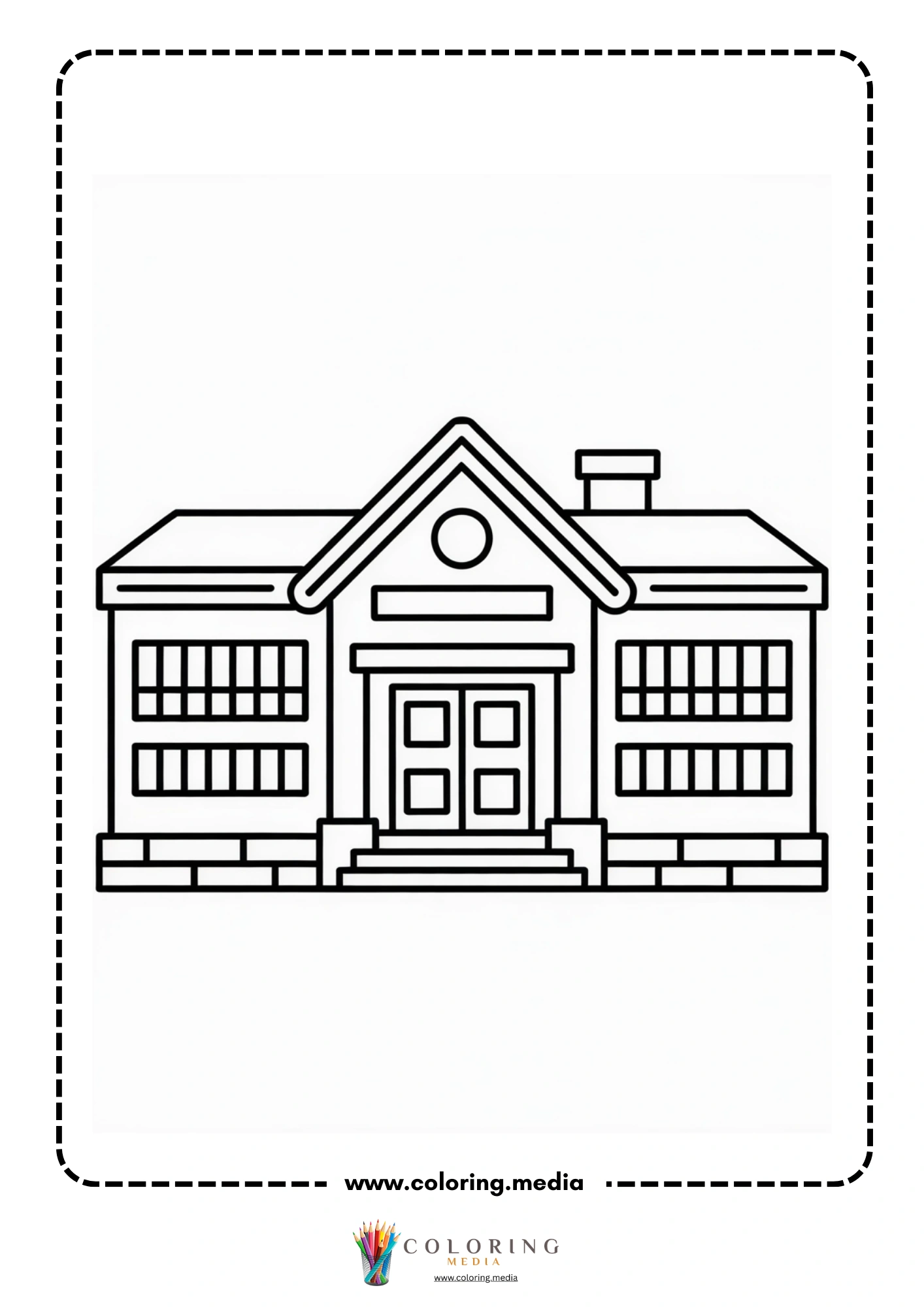 Building coloring page with skyscraper and square windows