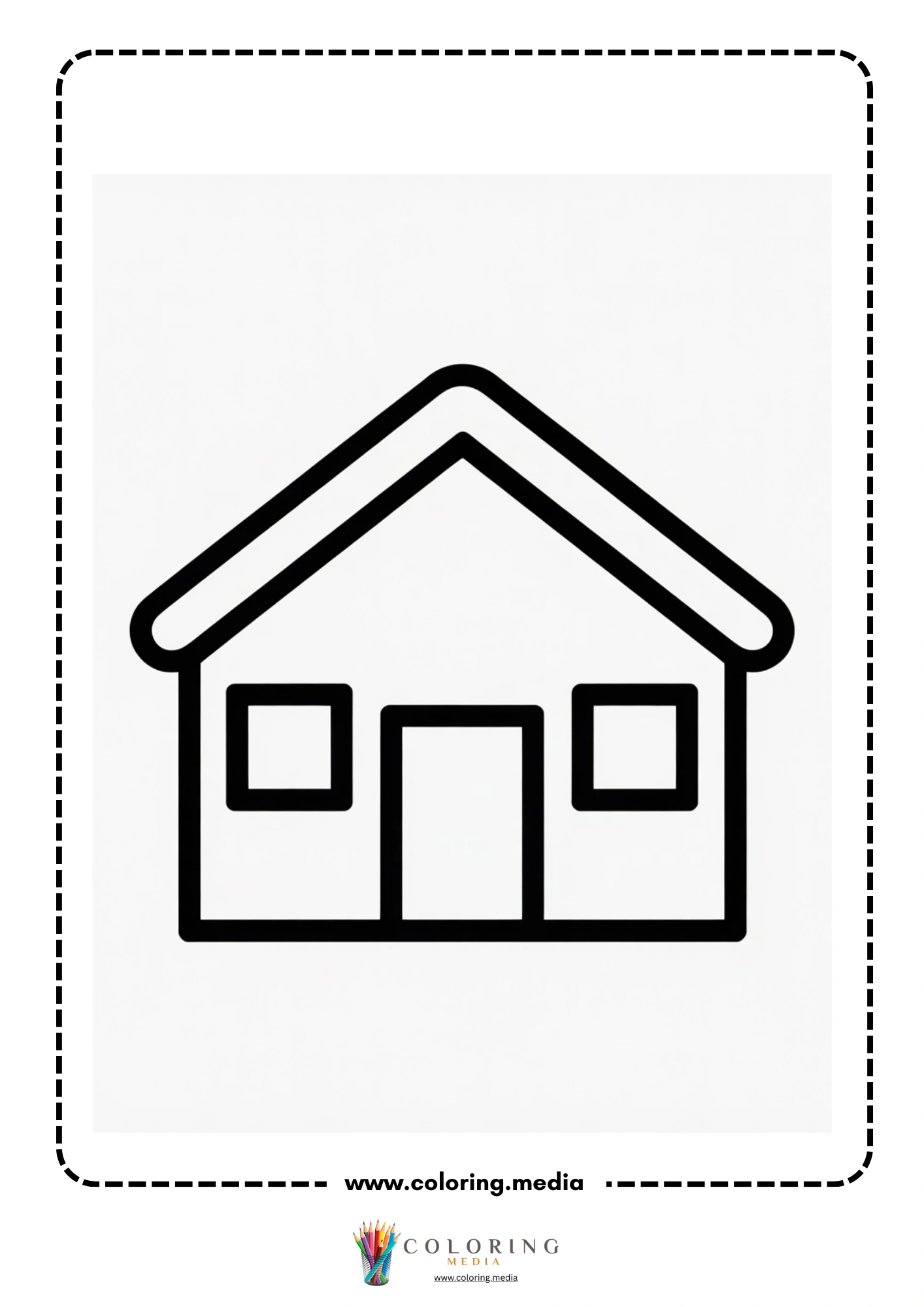 Building coloring page with house roof and chimney