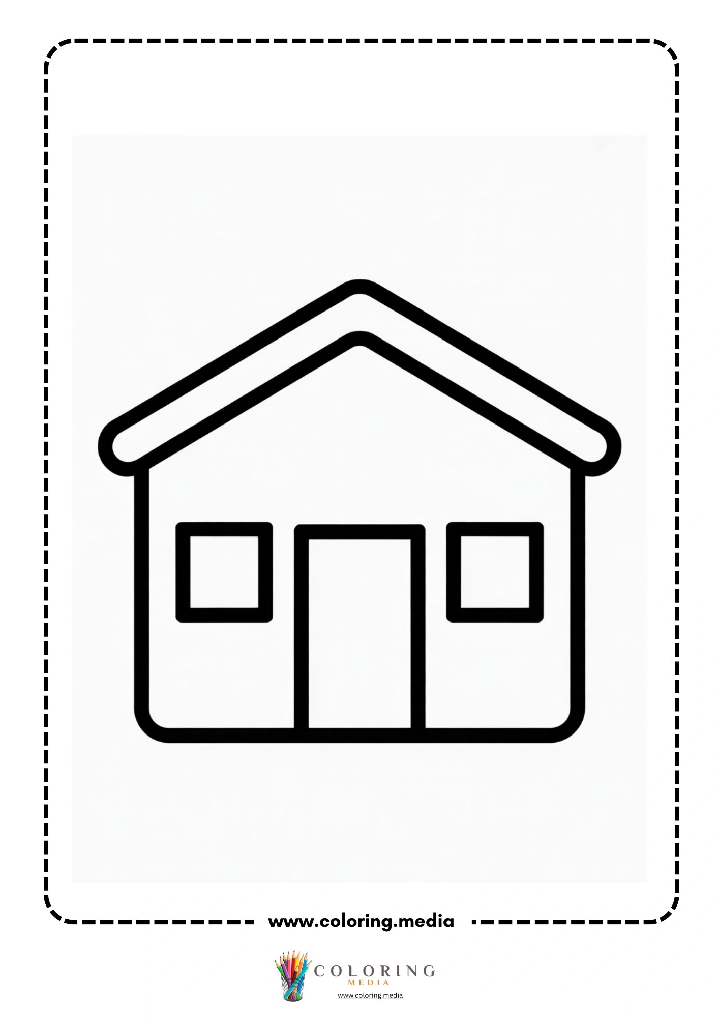 Building coloring page with city tower and window grid