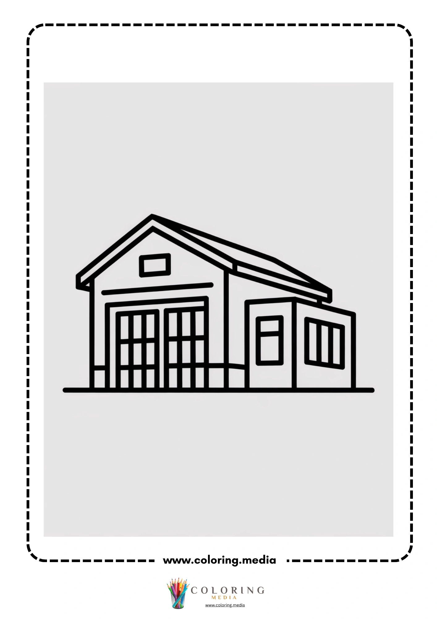 Building coloring page with small neighborhood buildings