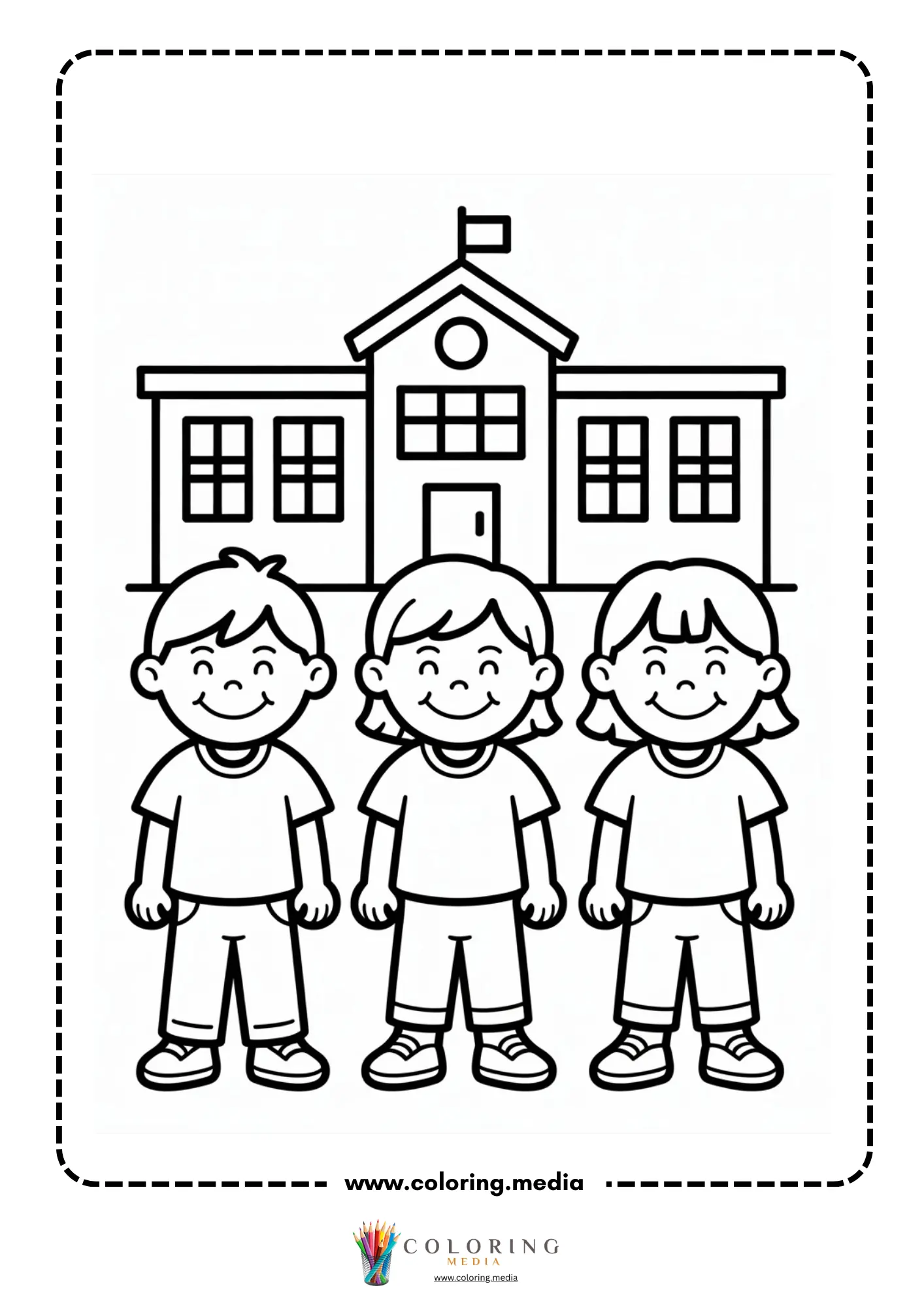 Building coloring page with storefront and windows