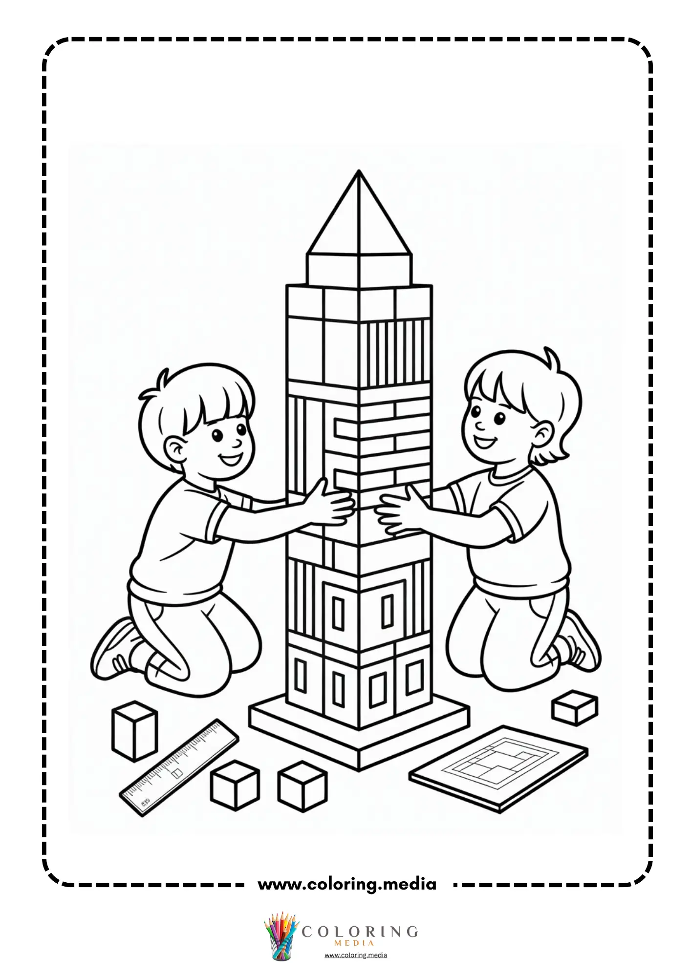 Skyscrapers coloring page with city avenue and high rises