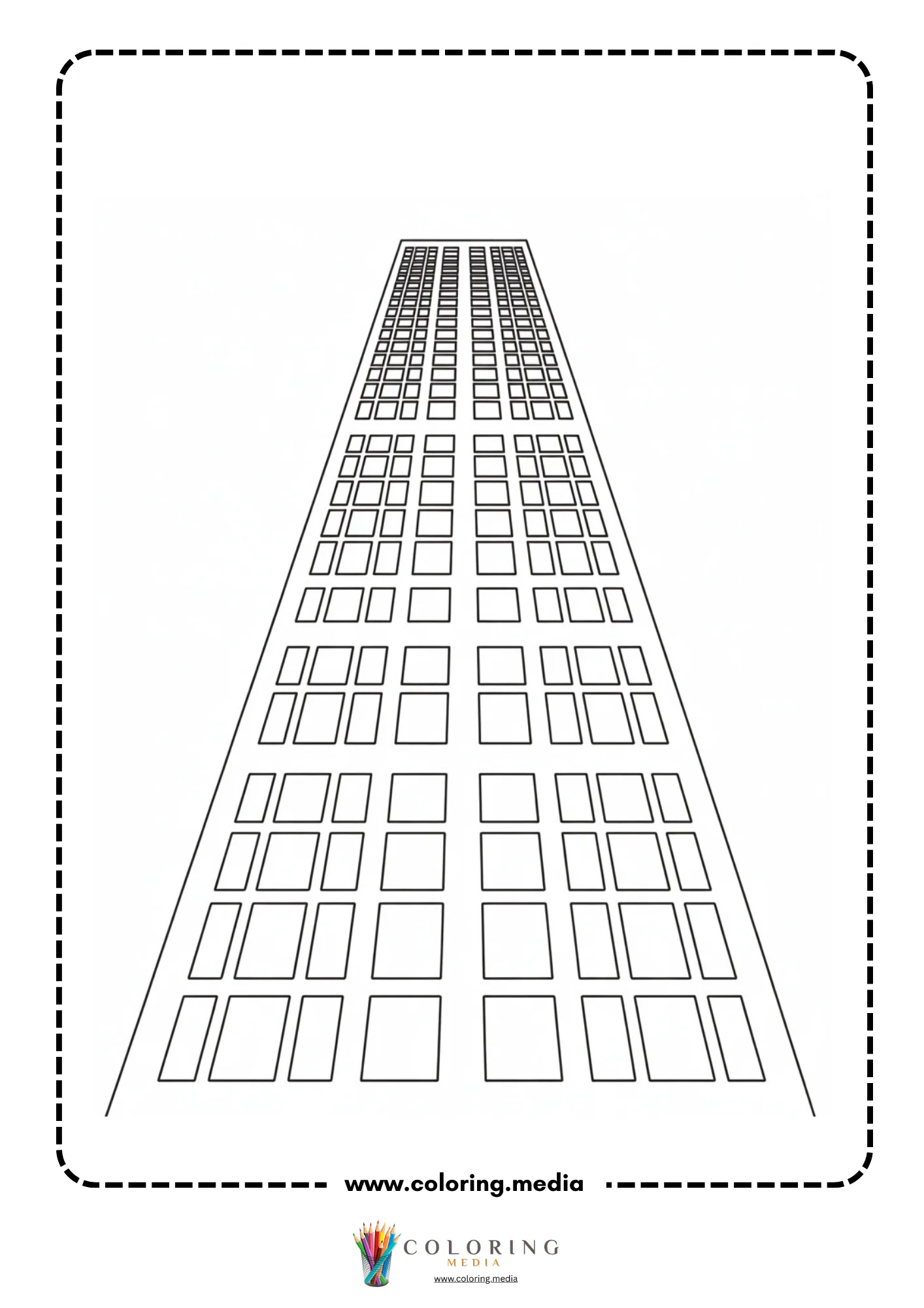 Skyscrapers coloring page with high rise skyline scene
