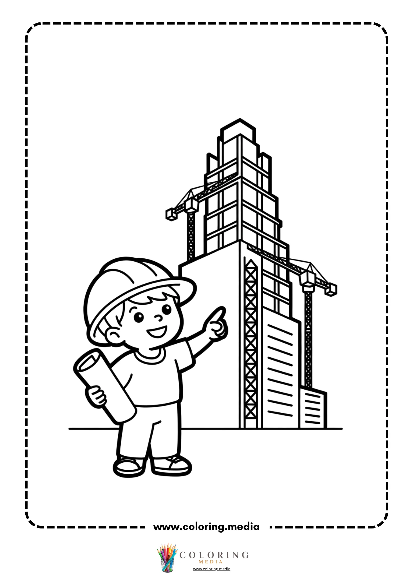 Skyscrapers coloring page with high rise office buildings