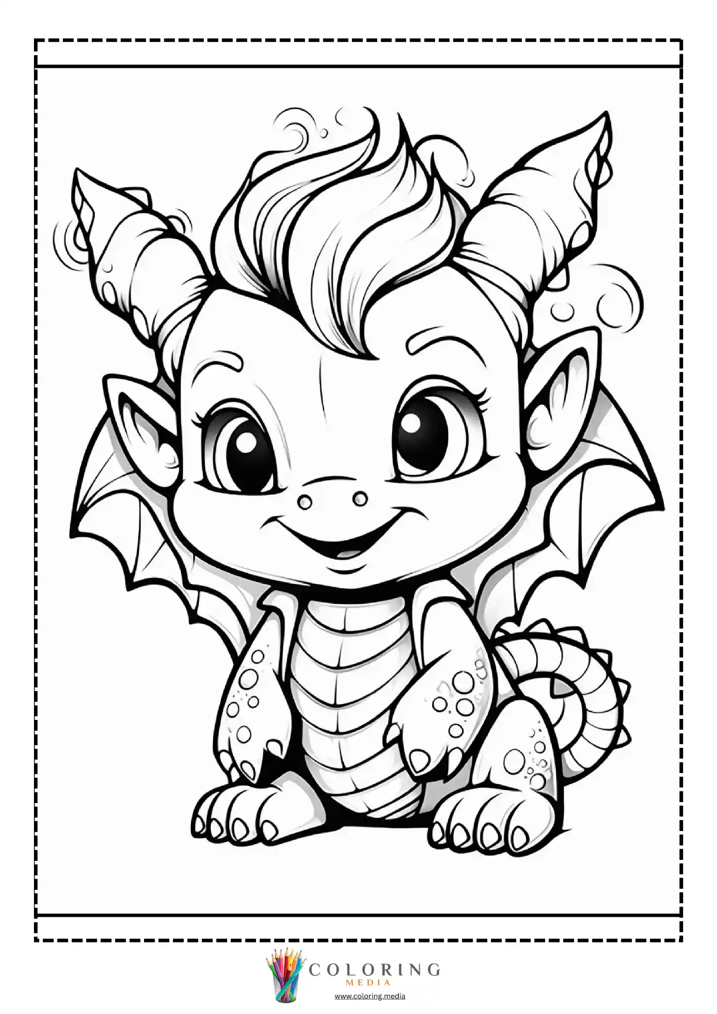 Baby dragon with curled horns