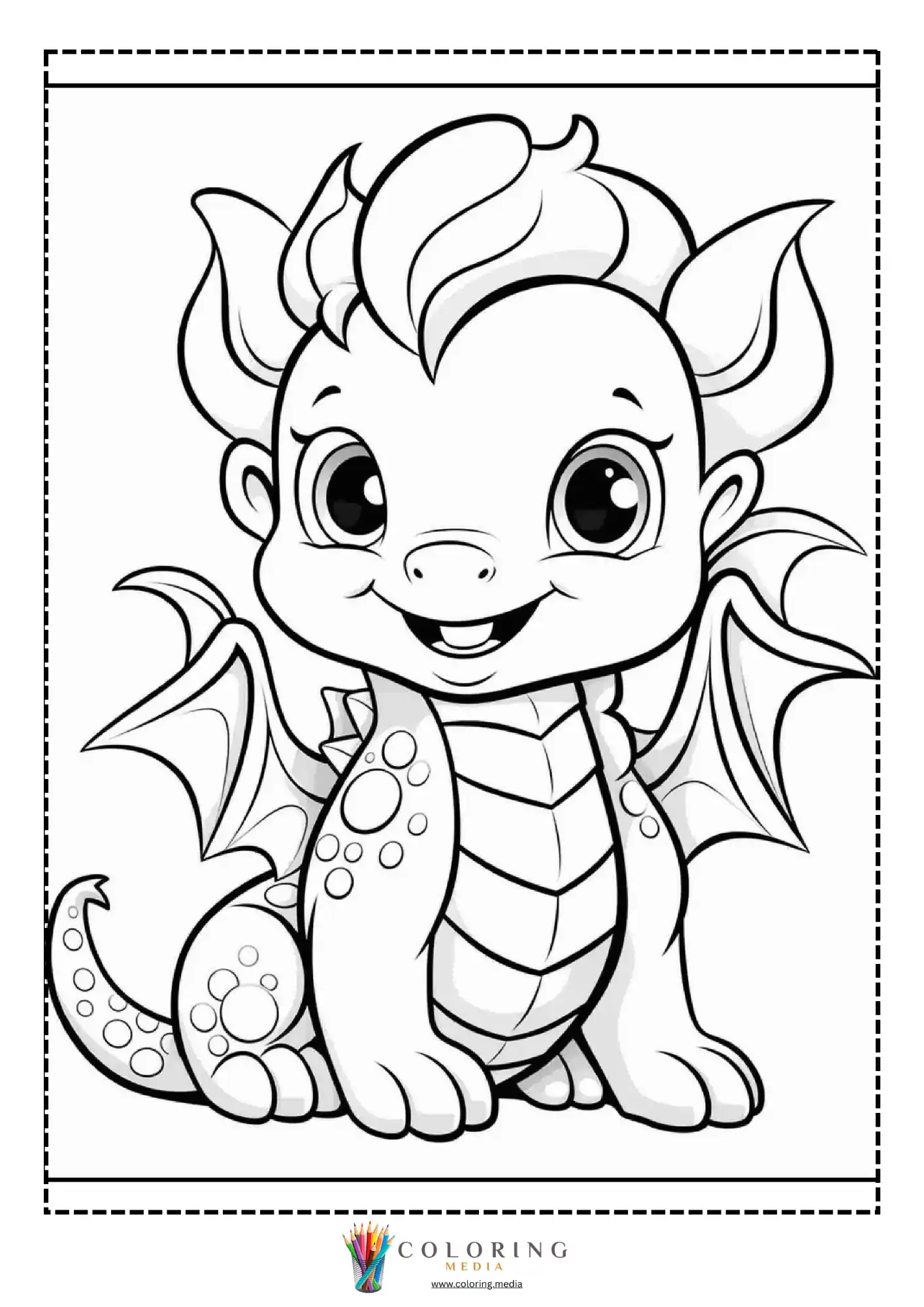 Baby dragon smiling with spotted cheeks