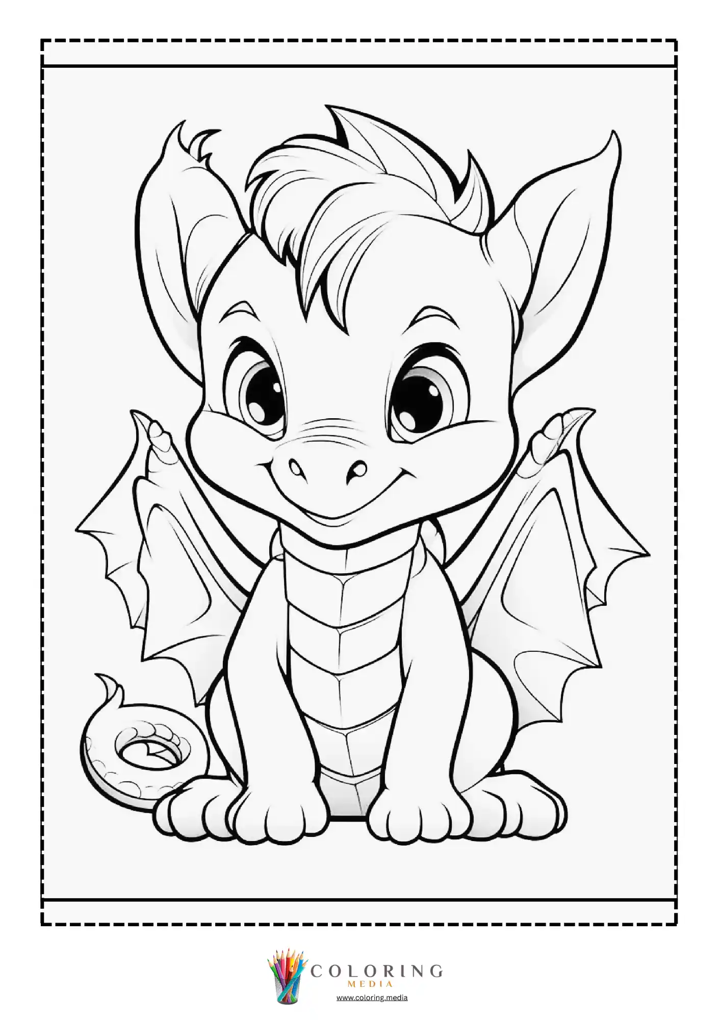 Baby dragon sitting with tiny horns