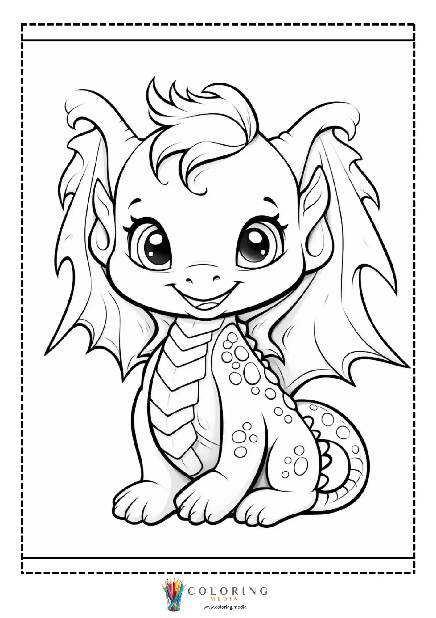 Baby dragon sitting in side pose