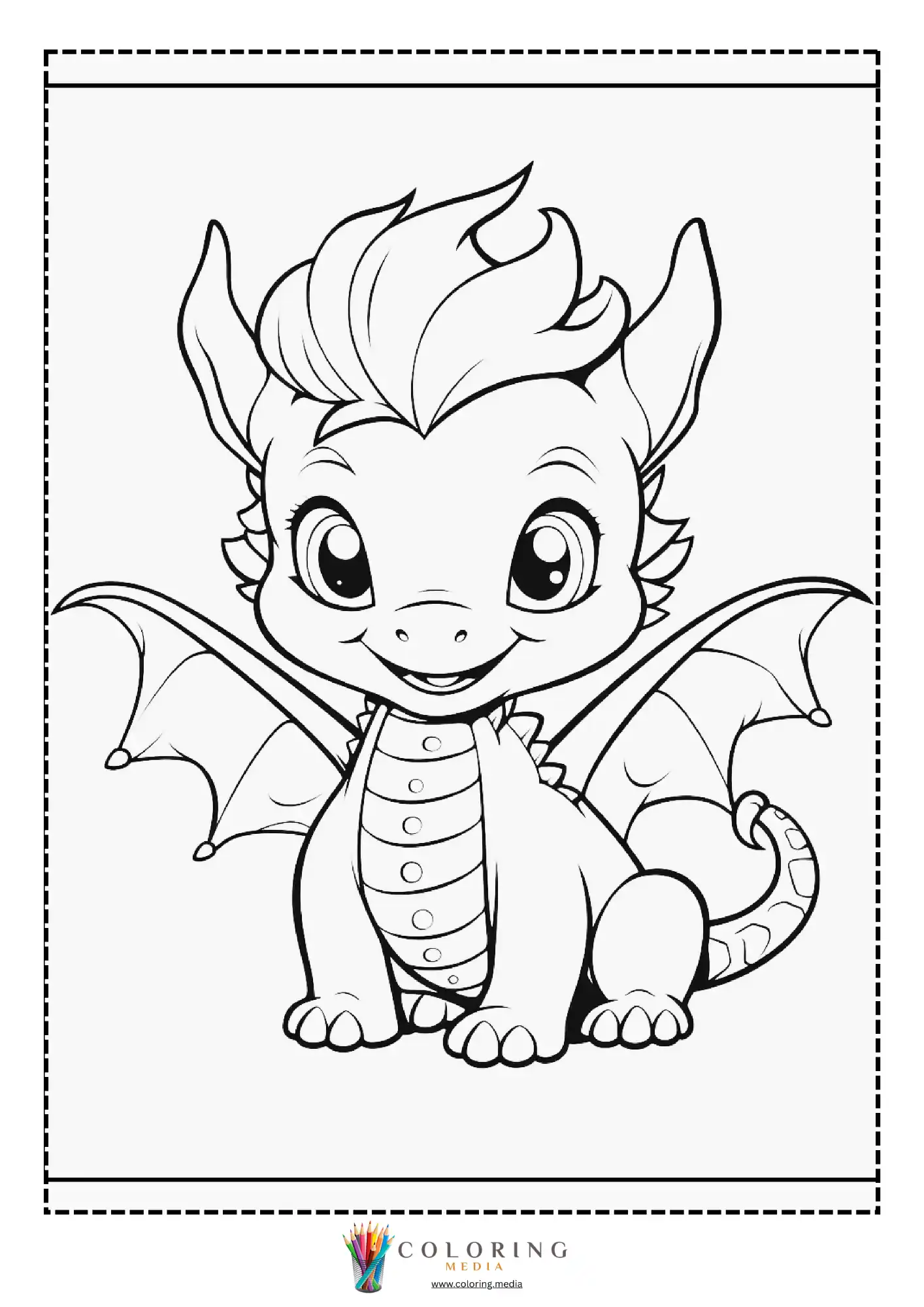 Baby dragon facing forward with open wings