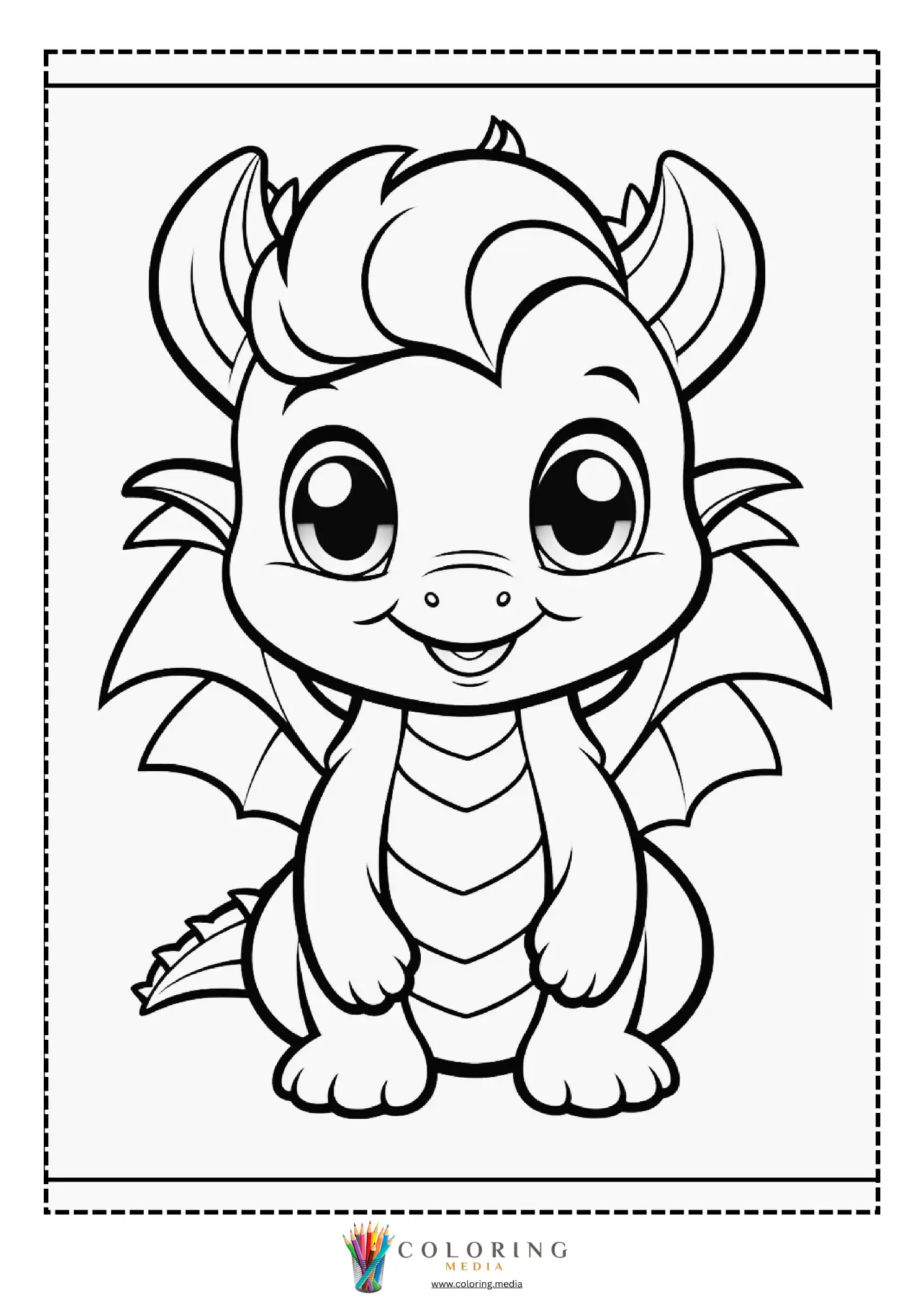 Round baby dragon with curled tail