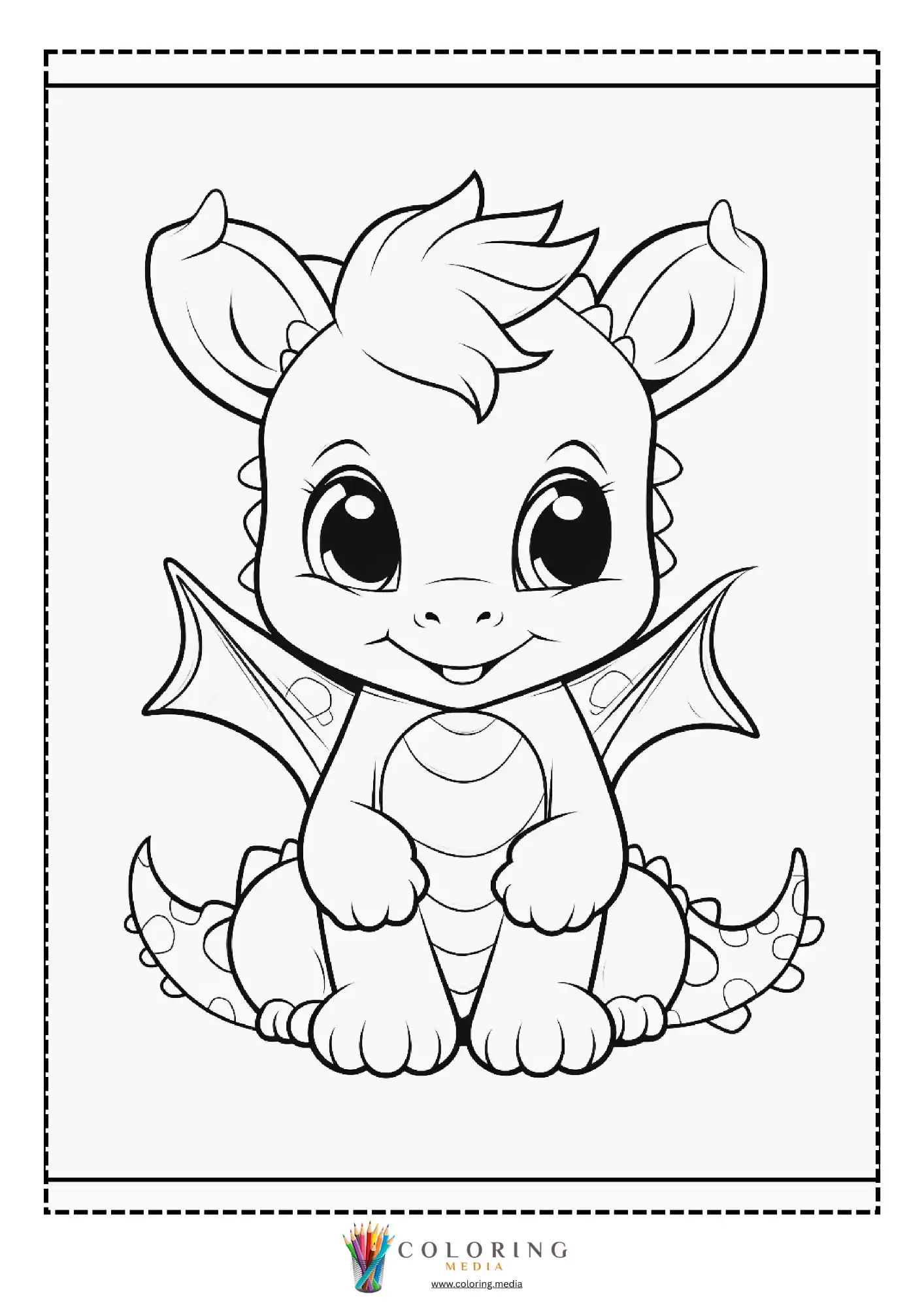 Happy baby dragon with big eyes