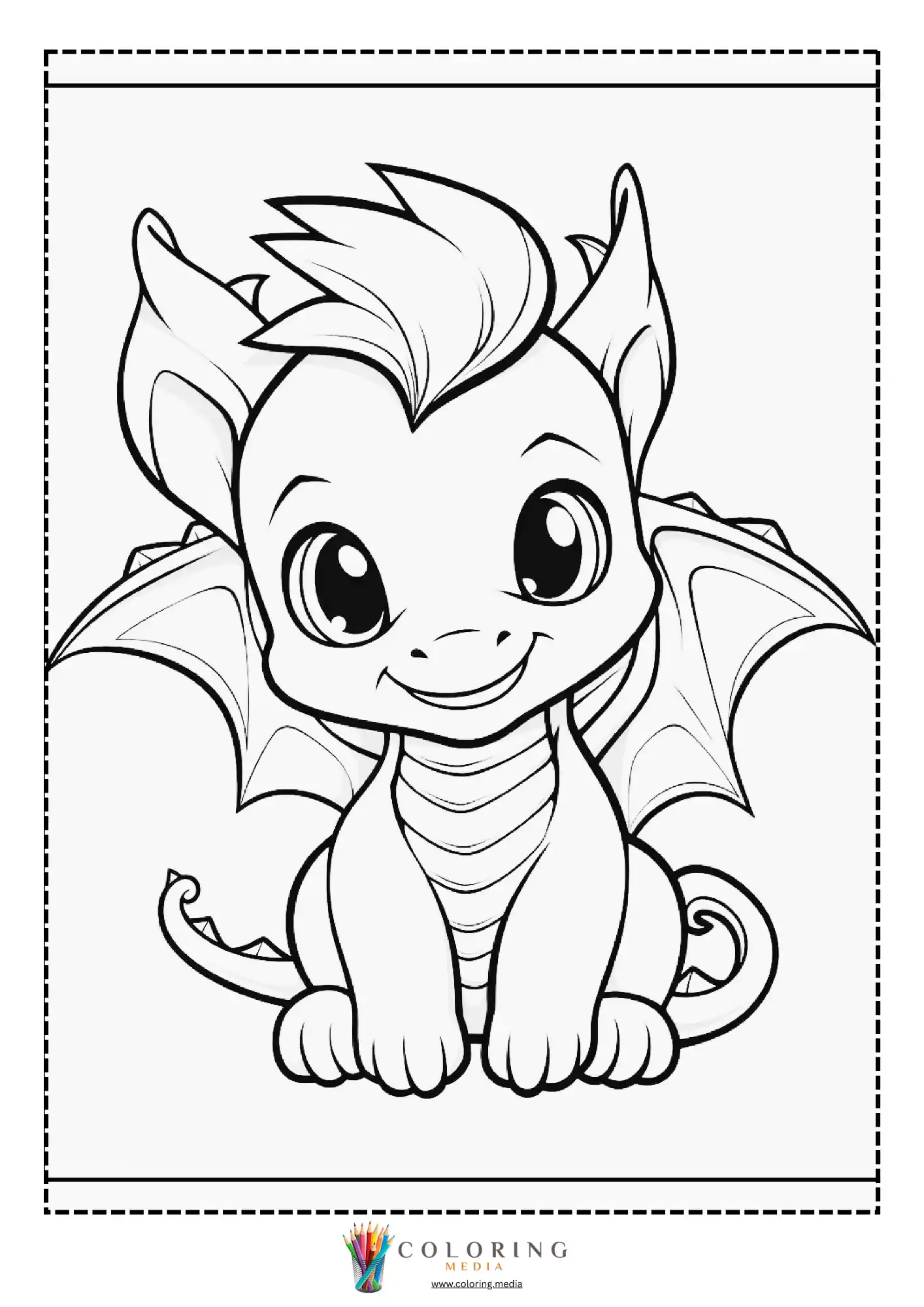 Spotted baby dragon sitting with wings
