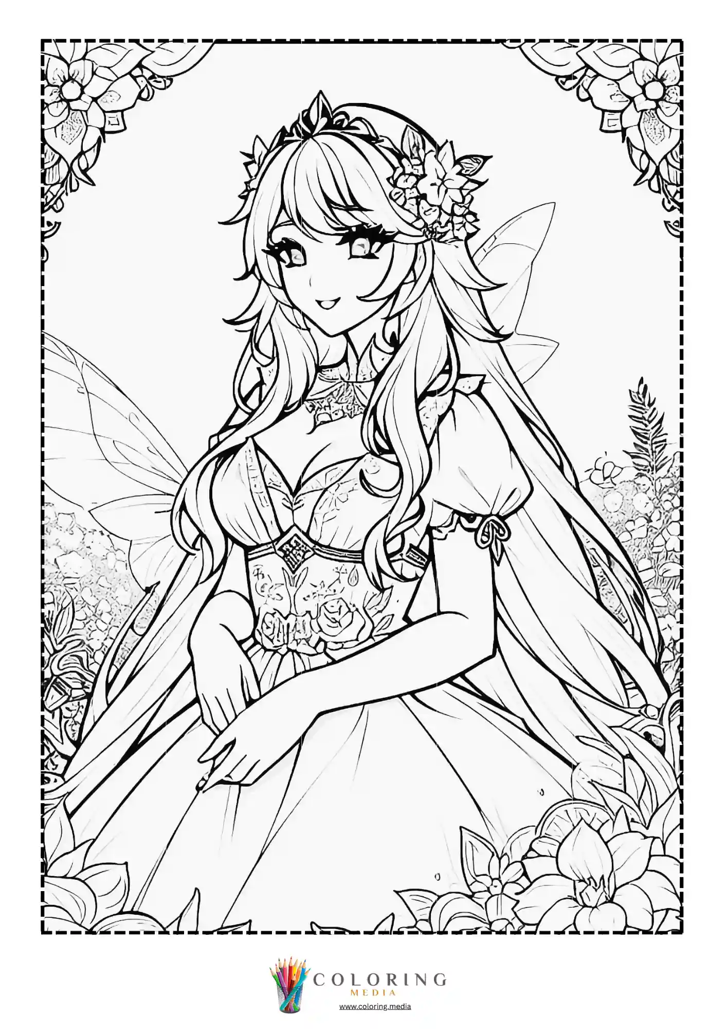 Fairy princess portrait with floral crown