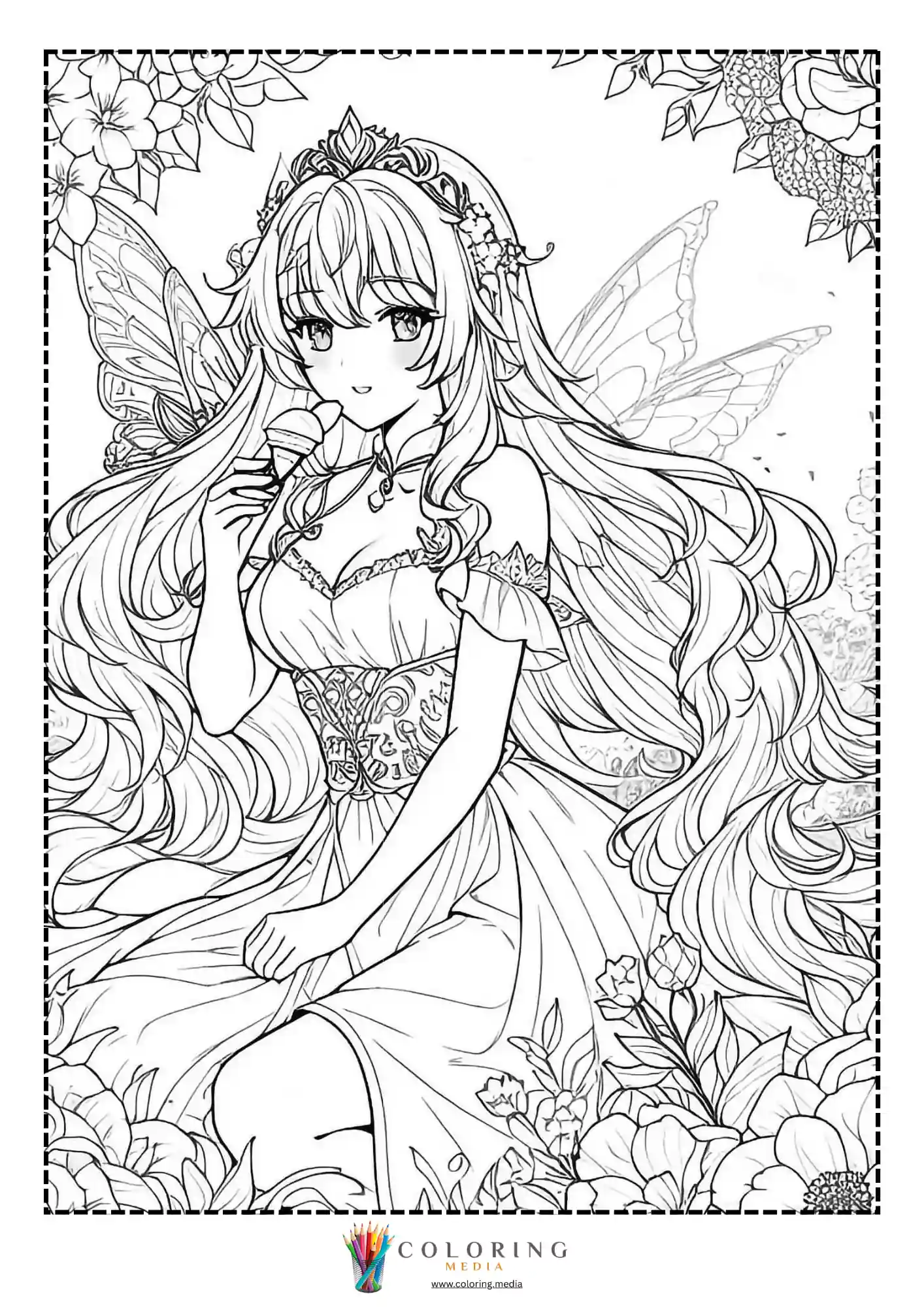 Fairy princess eating ice cream in garden
