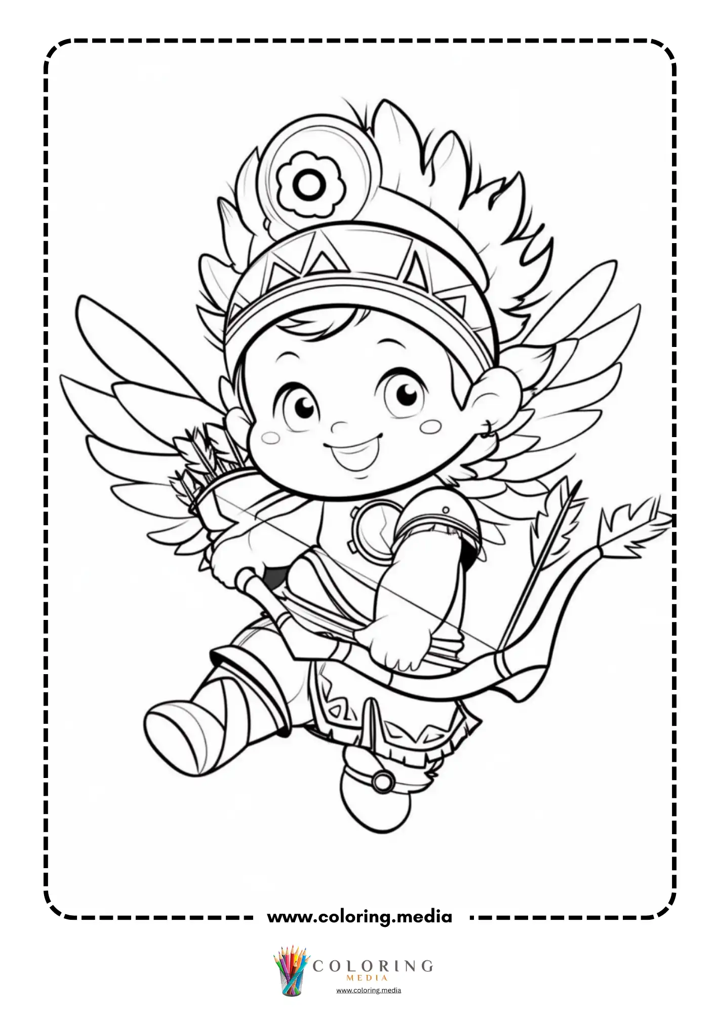 Kawaii fairy archer holding bow and arrow