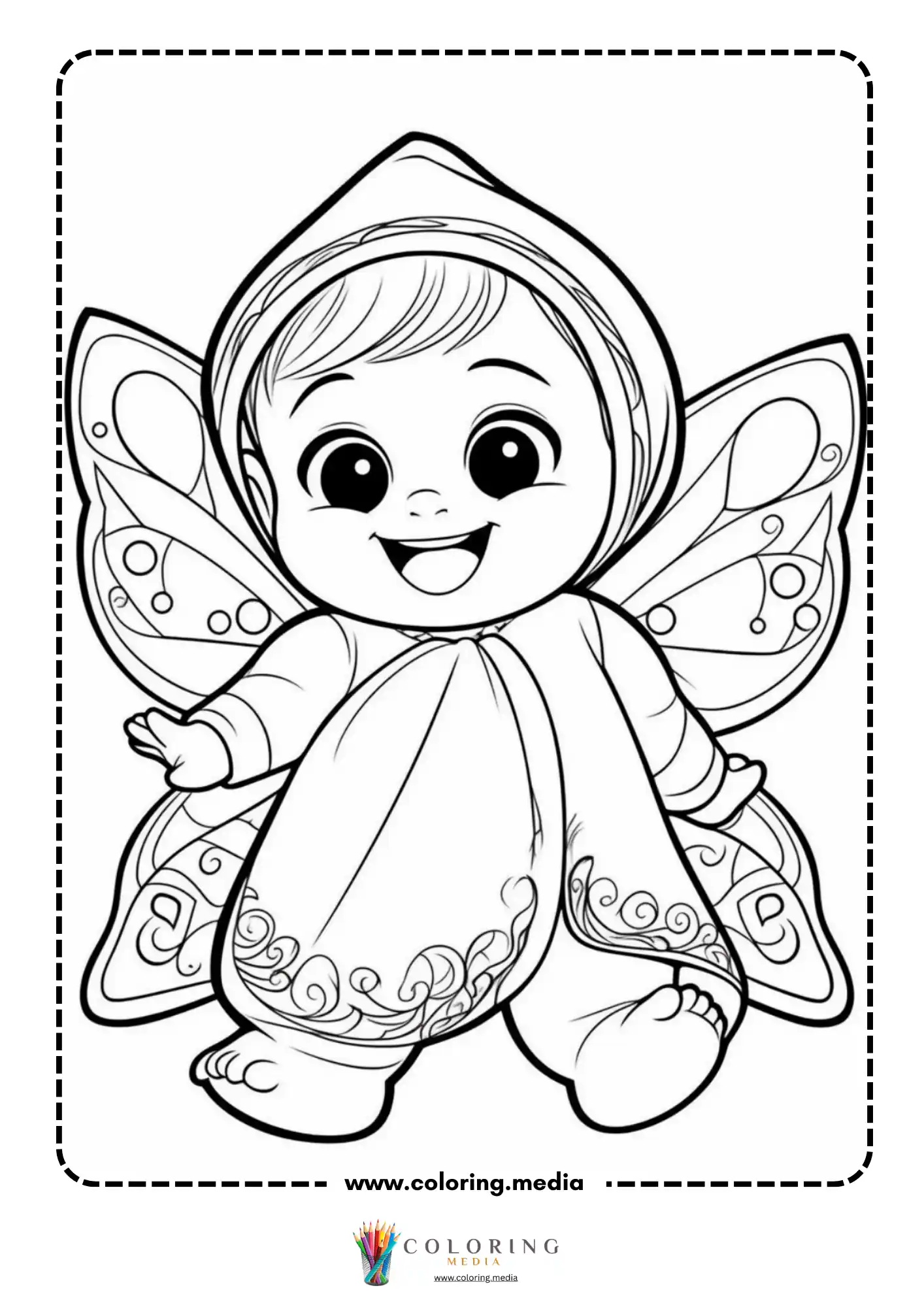 Baby kawaii fairy with butterfly wings