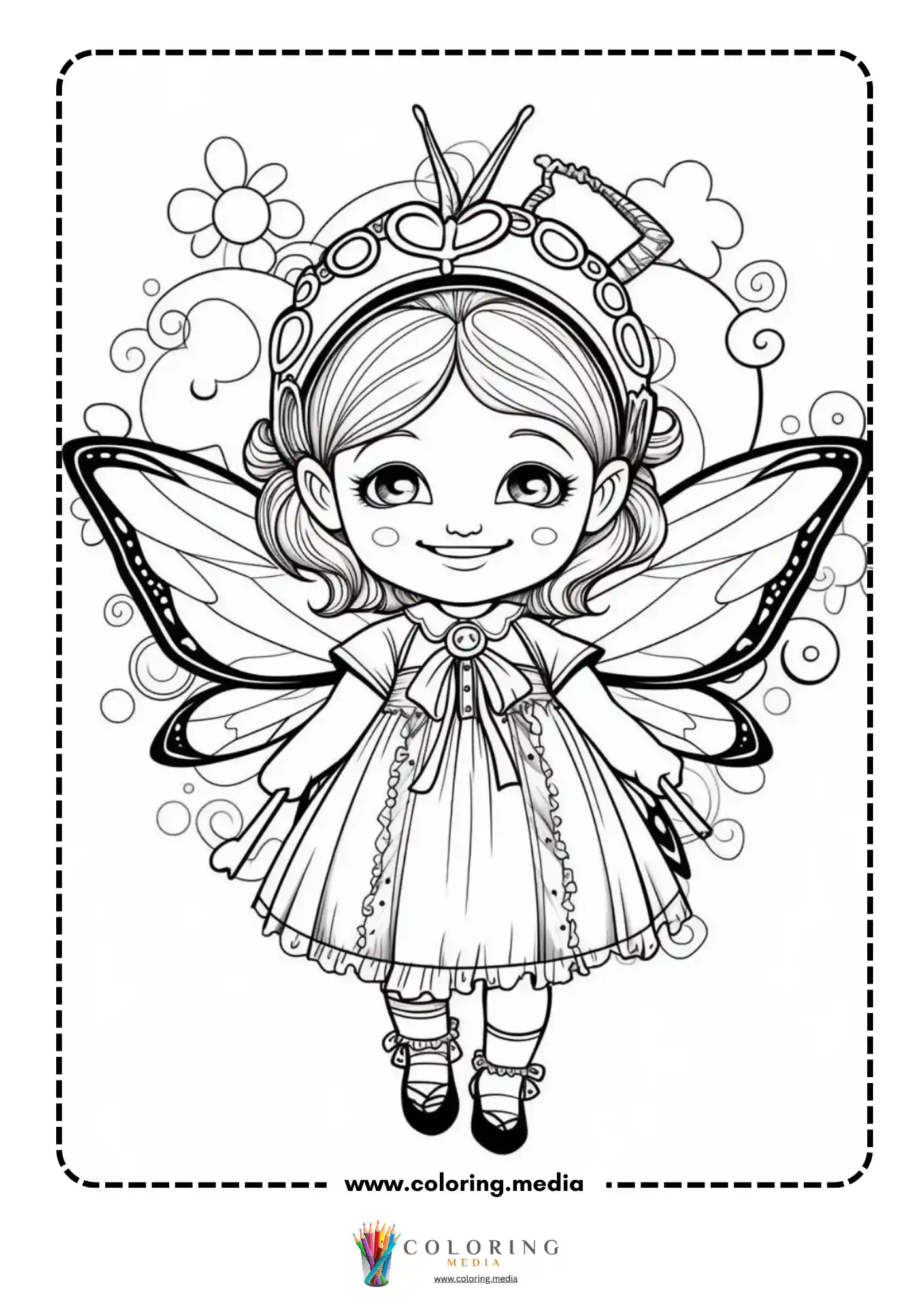 Kawaii butterfly fairy in fancy dress