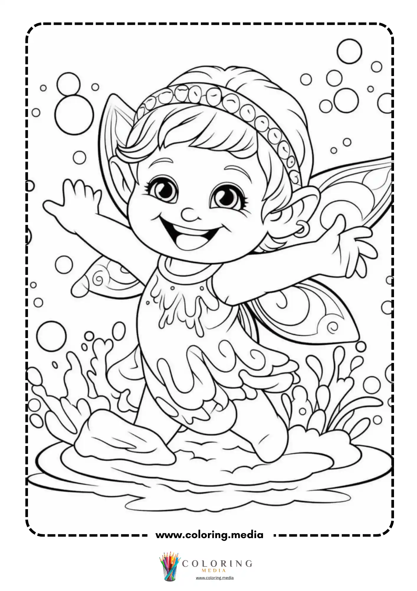 Kawaii fairy waving with open arms