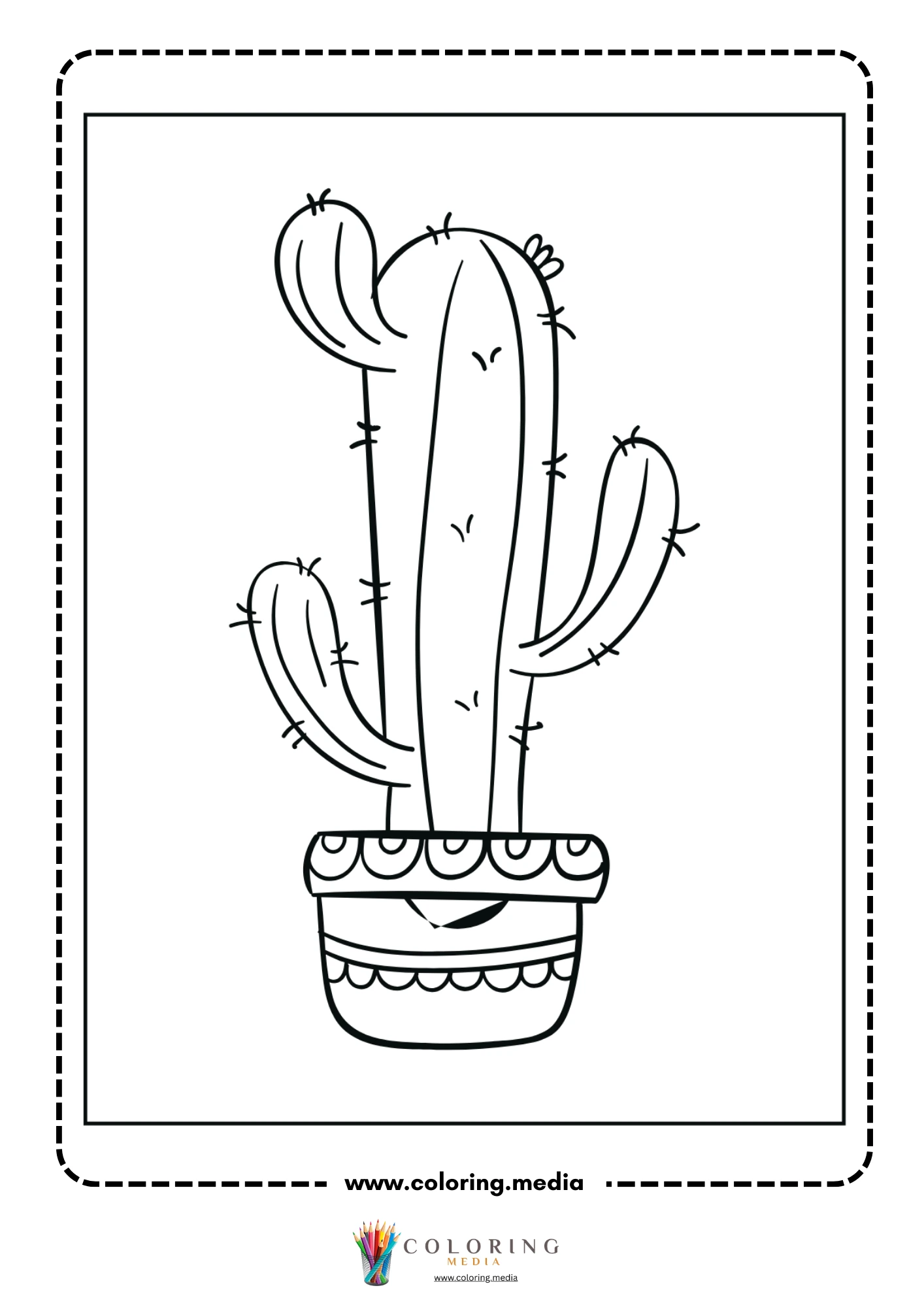 Tall cactus stems in decorated pot