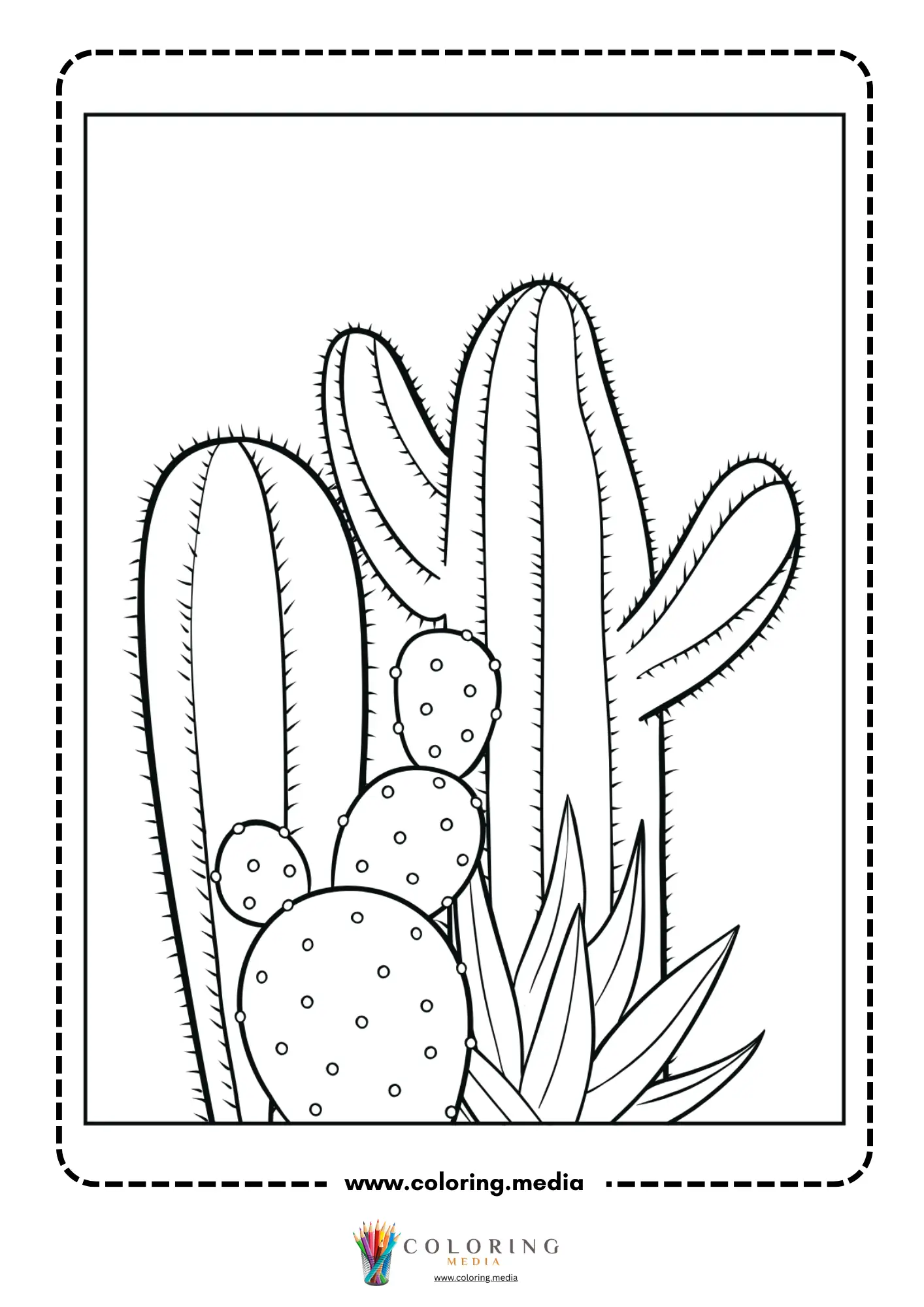 Prickly pear cactus cluster in pot