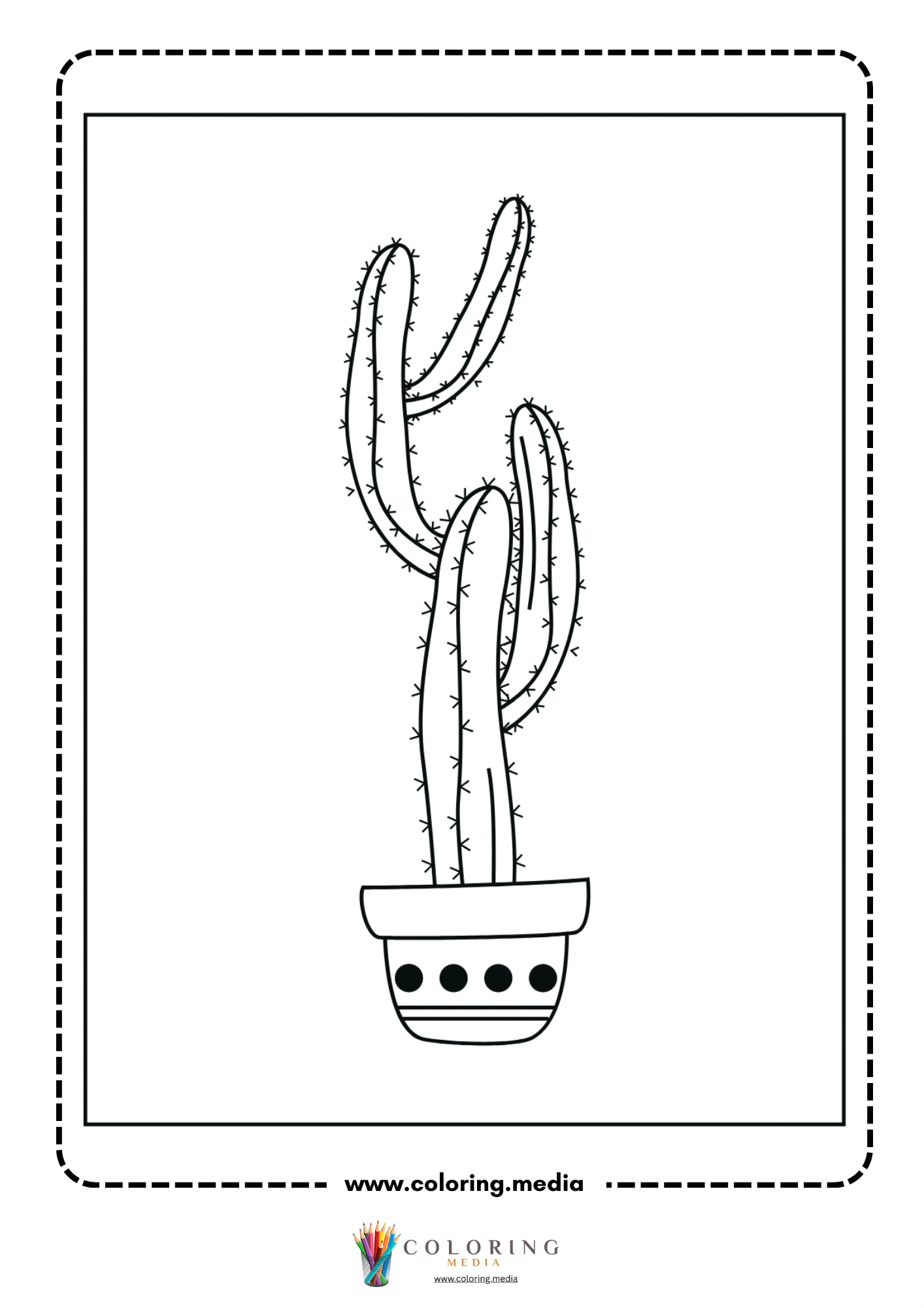 Tall saguaro cactus in dotted pot